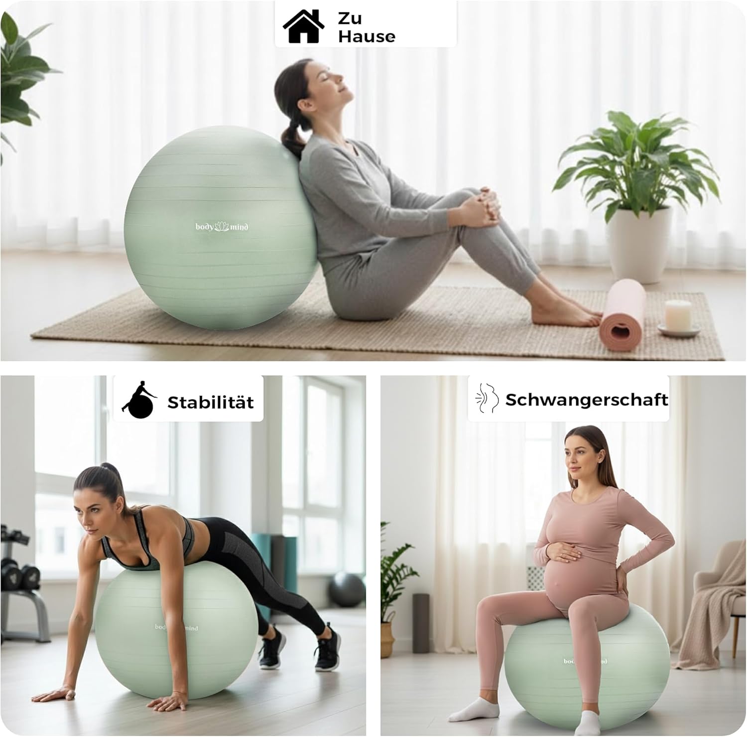 Body & Mind Gymnastikball mit Pumpe - Anti-Burst Pilates & Sitzball