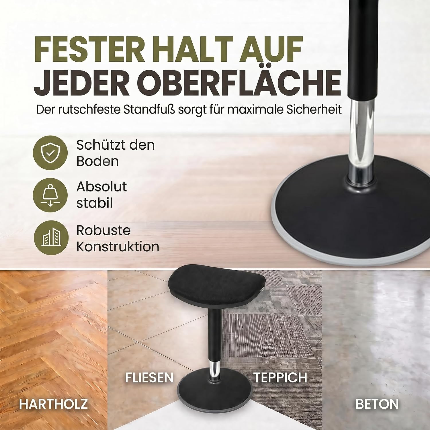 Ergonomischer Stehhocker 35-45cm - Höhenverstellbare Stehhilfe