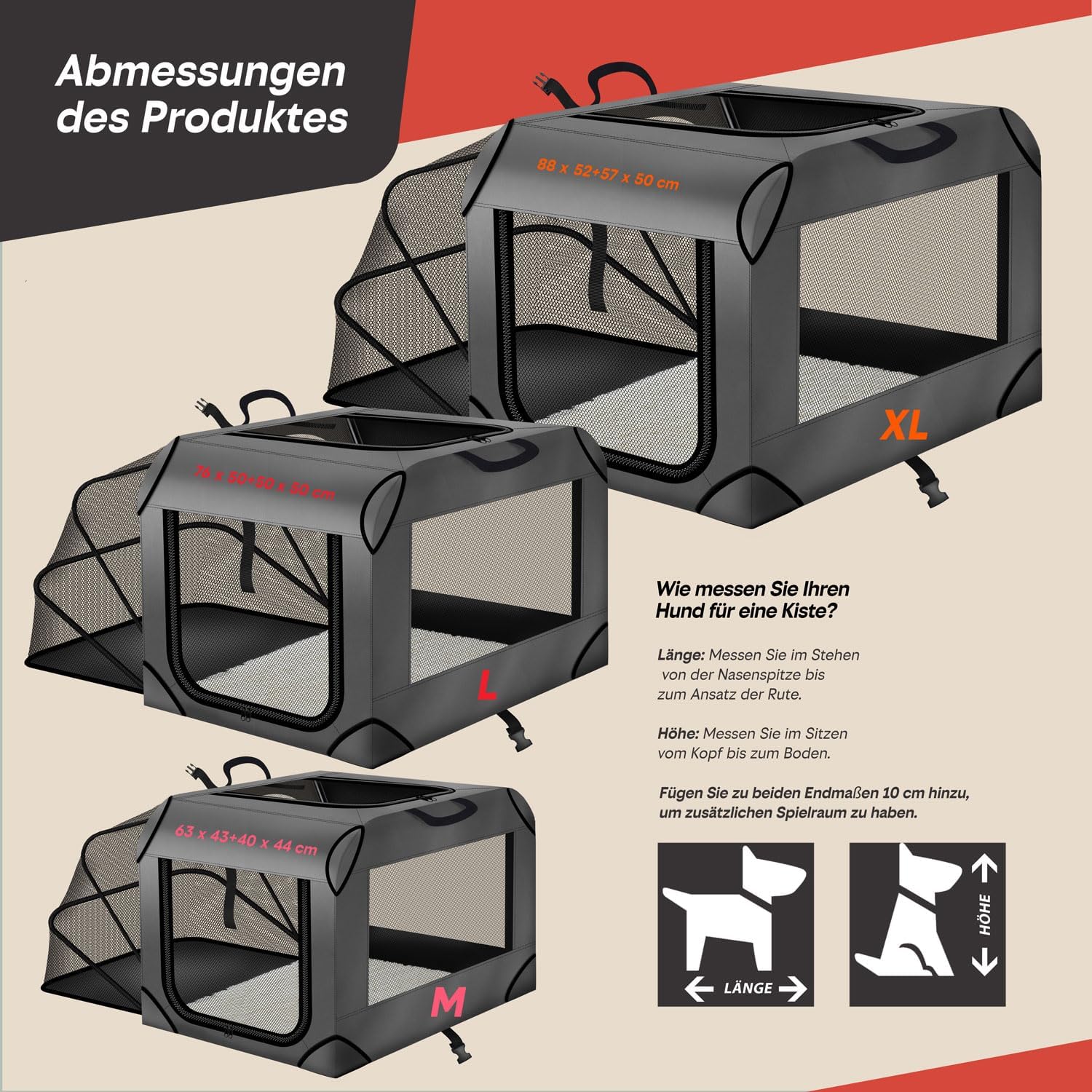 Hundetransportbox & Laufstall Kombi - Faltbare Auto-Hundebox