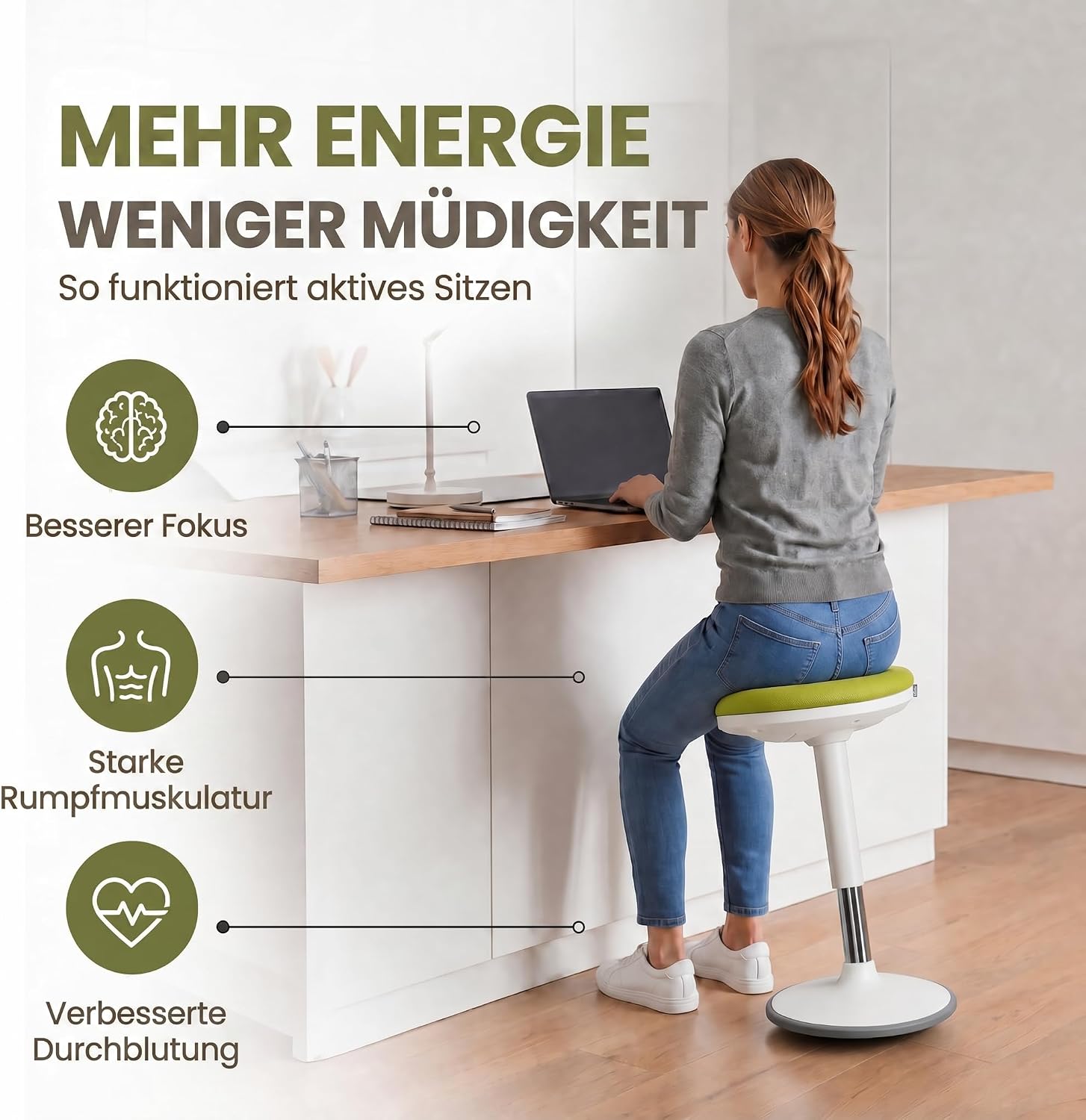 Ergonomischer Stehhocker 35-45cm - Höhenverstellbare Stehhilfe