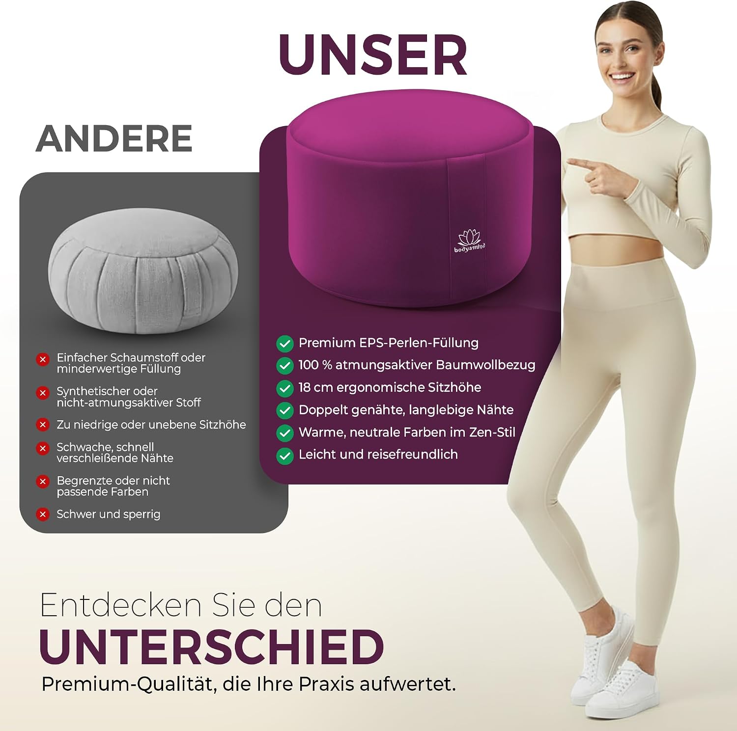Yoga Meditationskissen - Ergonomisches Bodenkissen zur Entspannung