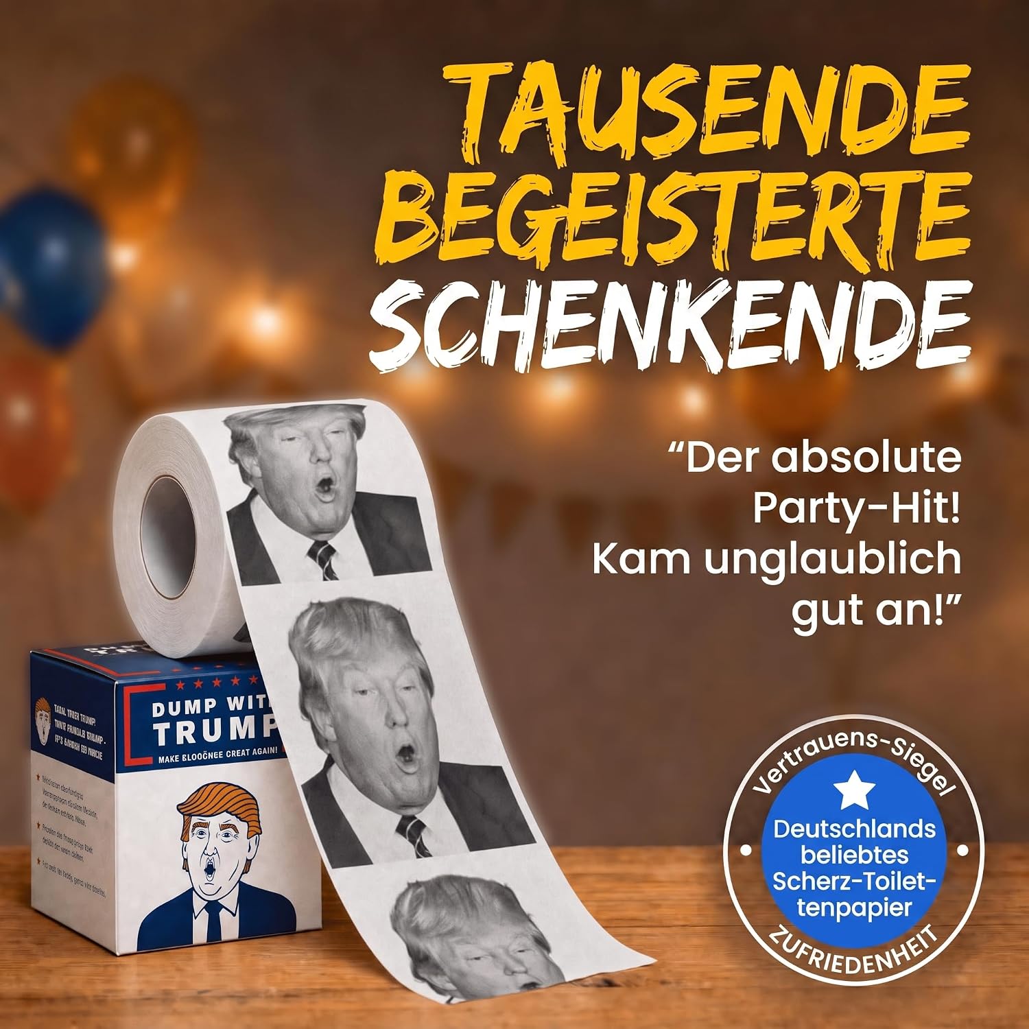 Trump Toilettenpapier - Witziges Klopapier als Party-Geschenk