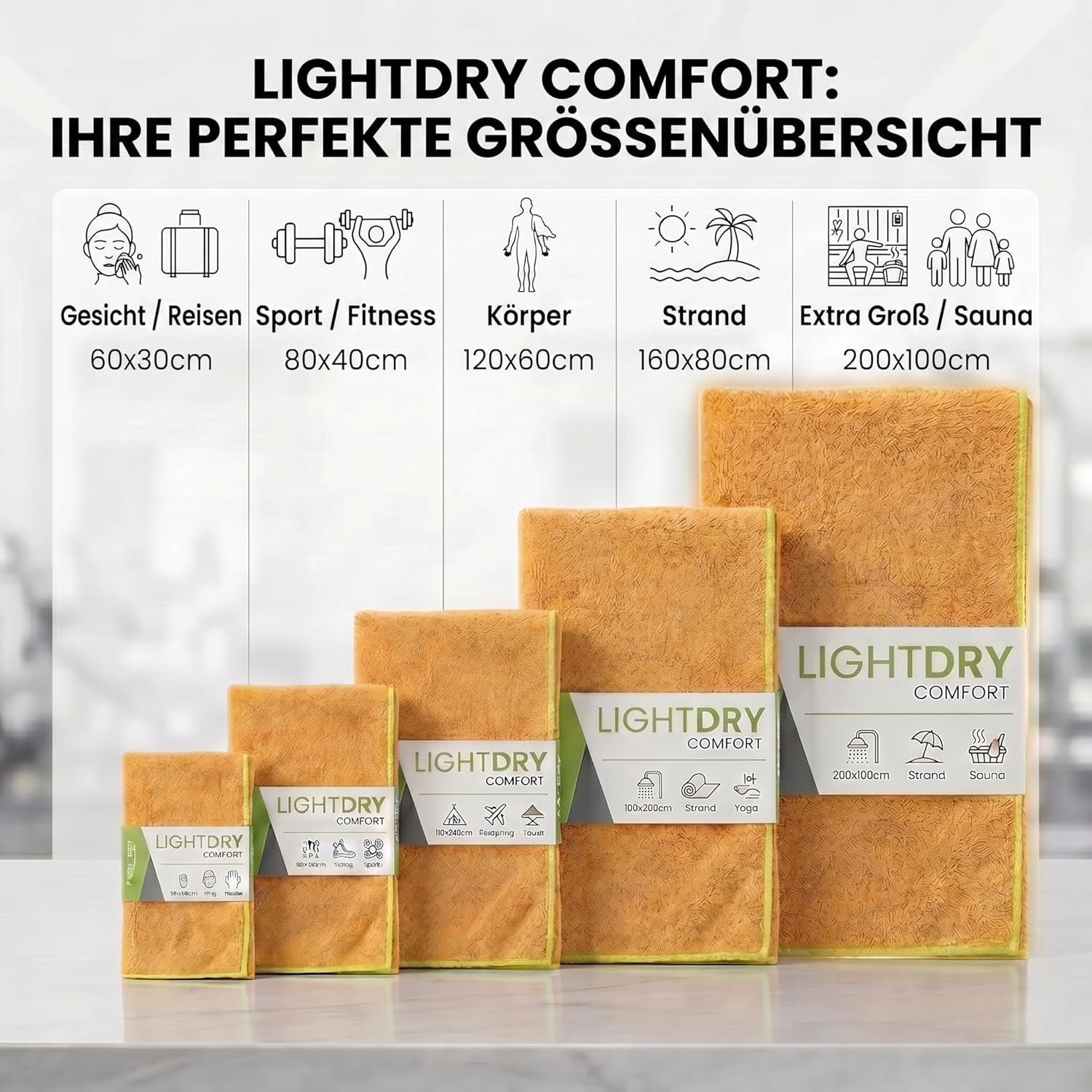 Premium Mikrofaser Reisehandtuch 80x40 cm - Schnelltrocknend & Leicht