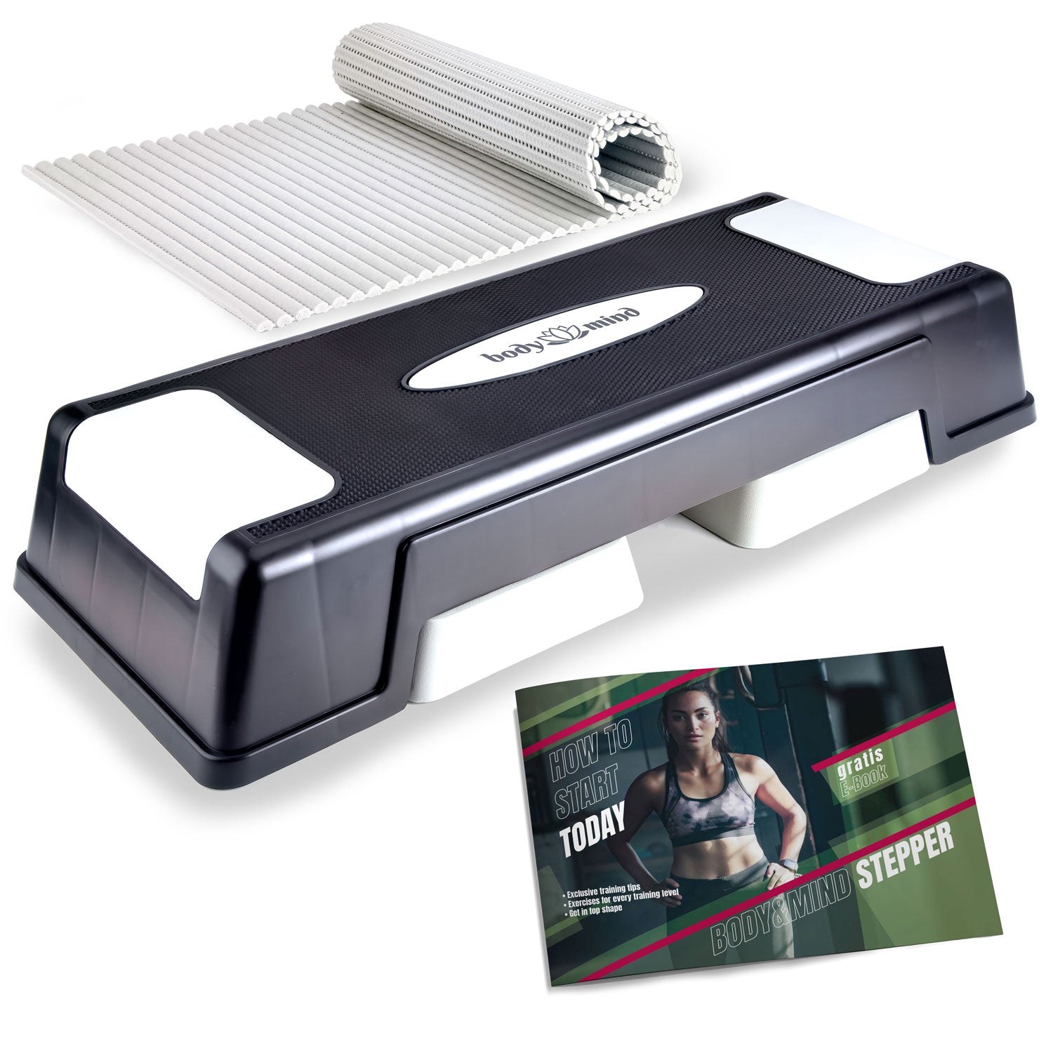 Aerobic Stepper - 3 Stufen Fitness Steppbrett mit Anti-Rutsch-Matte