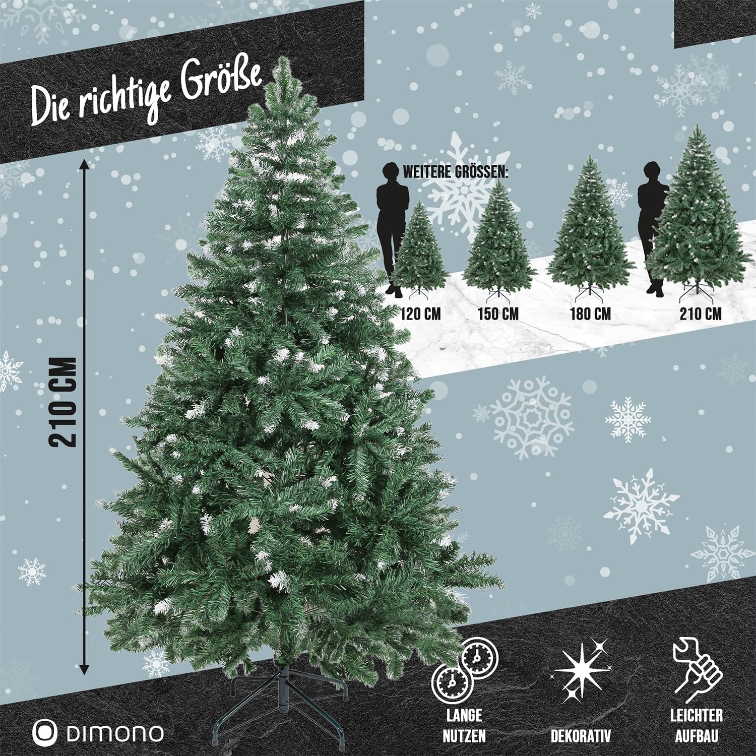 Künstlicher Weihnachtsbaum 180 cm mit Schnee - Dichte Tanne