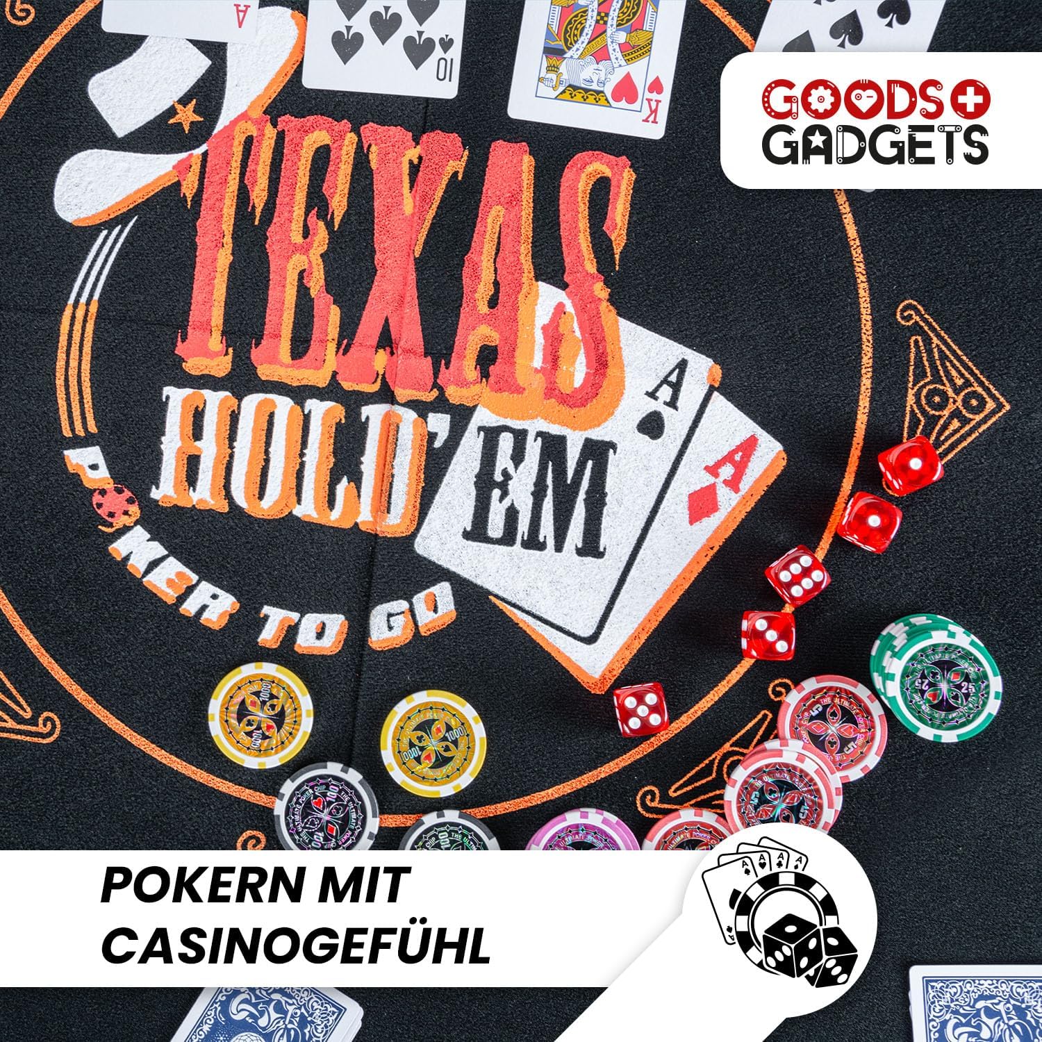 Faltbare Pokertisch-Auflage 120x120 cm - Pokerauflage für 8 Spieler