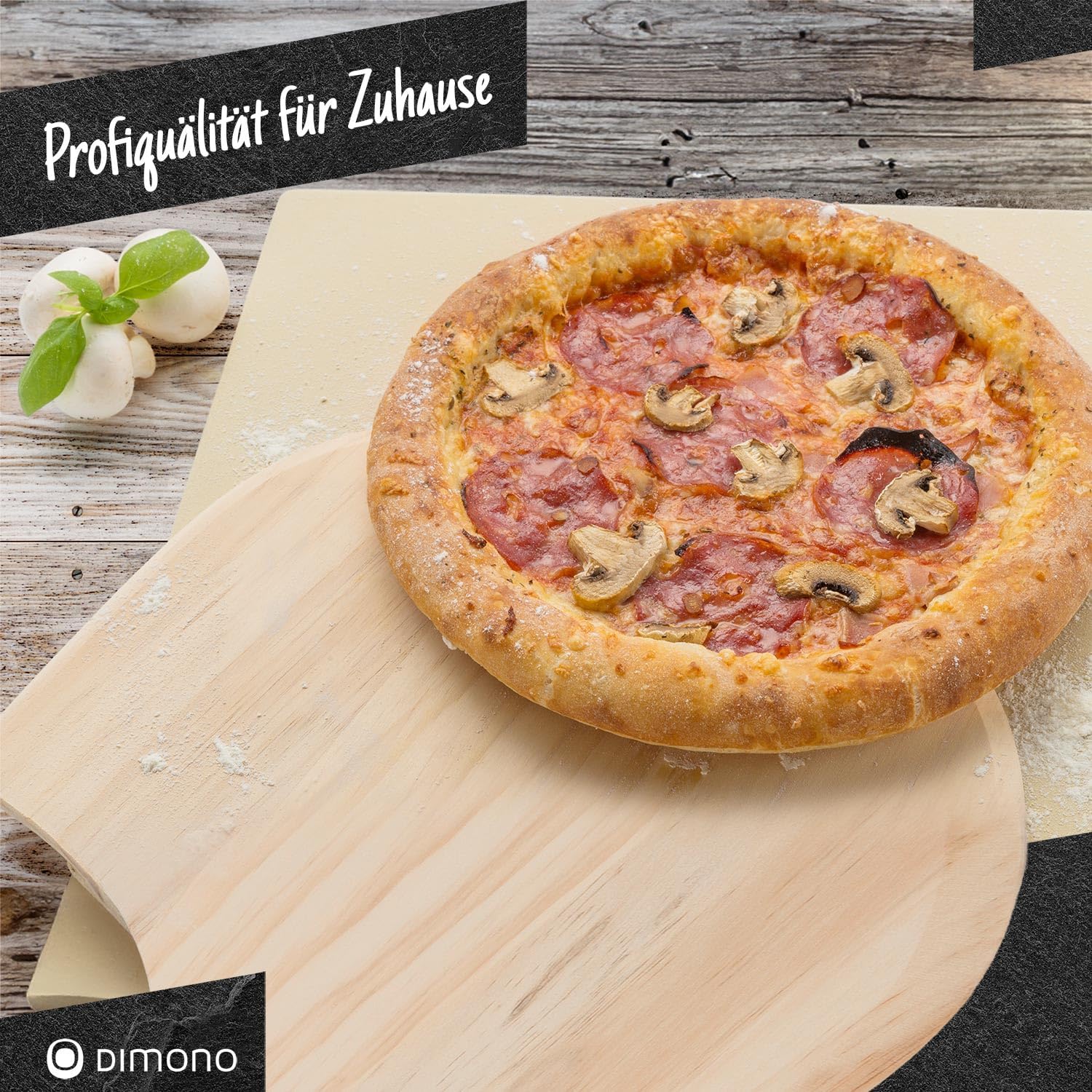Pizzastein Set 38x30 cm aus Cordierit inkl. Pizzaschieber
