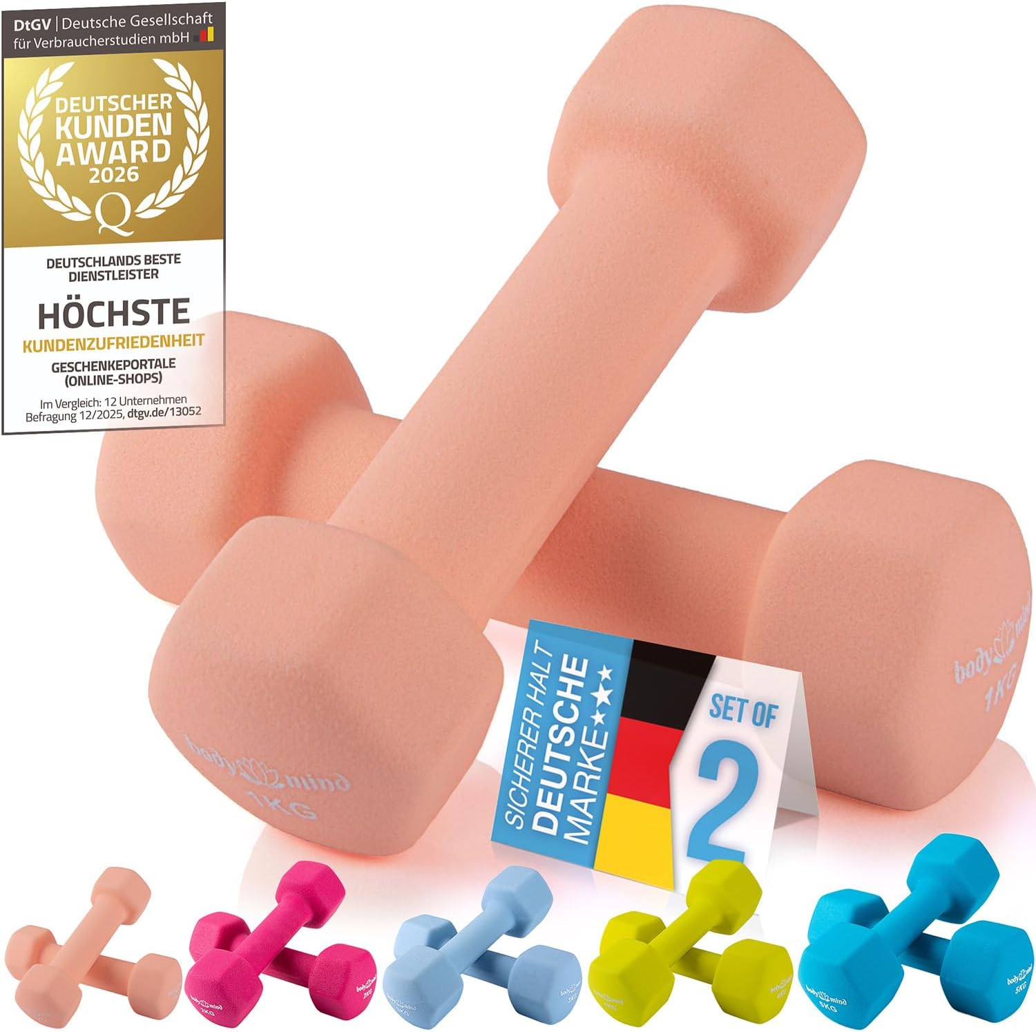 Neopren Hanteln 2er Set – Rutschfeste Hex-Gymnastikhanteln