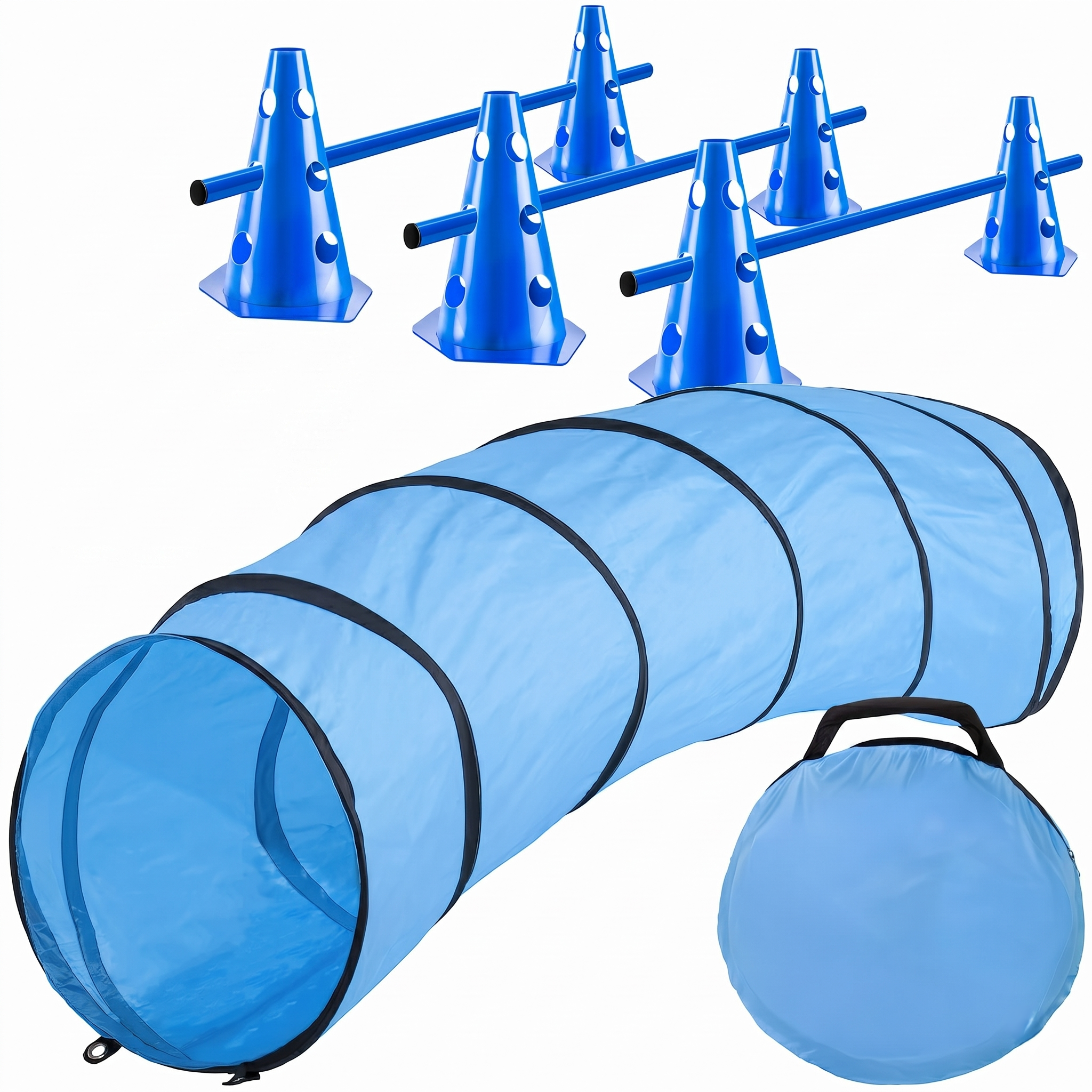 Agility Hundetunnel Set, inkl. Hürden für Spiel und Training