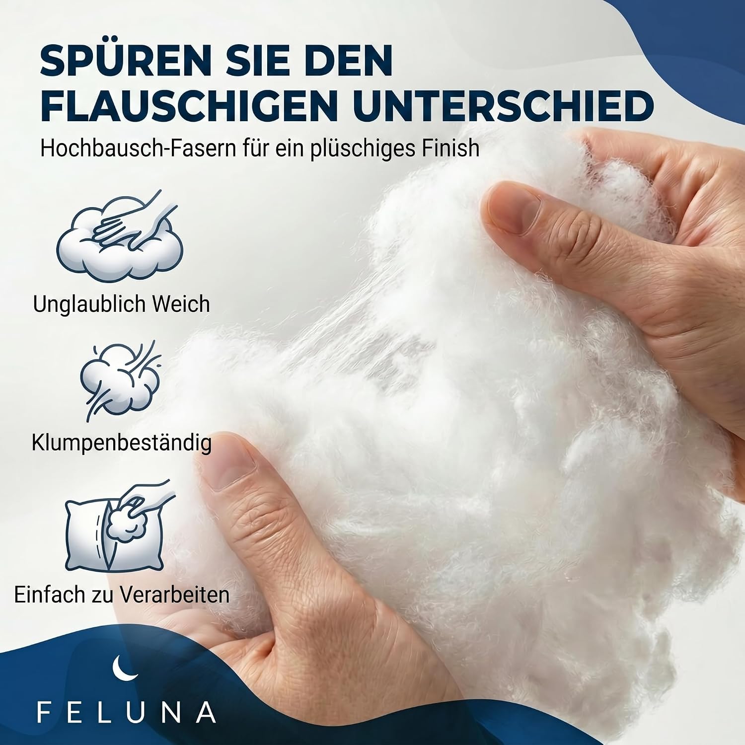 Premium Füllwatte 100% Öko-Tex Polyester für Kissen & Basteln