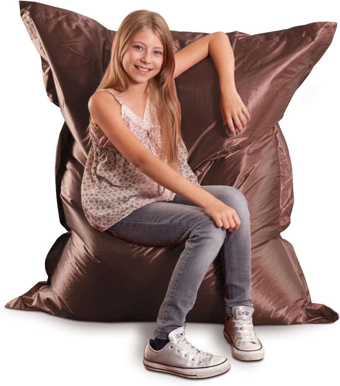 Smoothy Sitzsack Junior Metallic - XXL Sitzkissen für Kinder Bronze