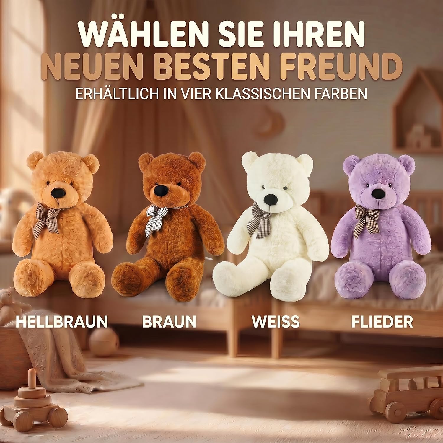 Riesen Teddybär 120 cm XXL – Kuscheliger Plüschbär Hellbraun
