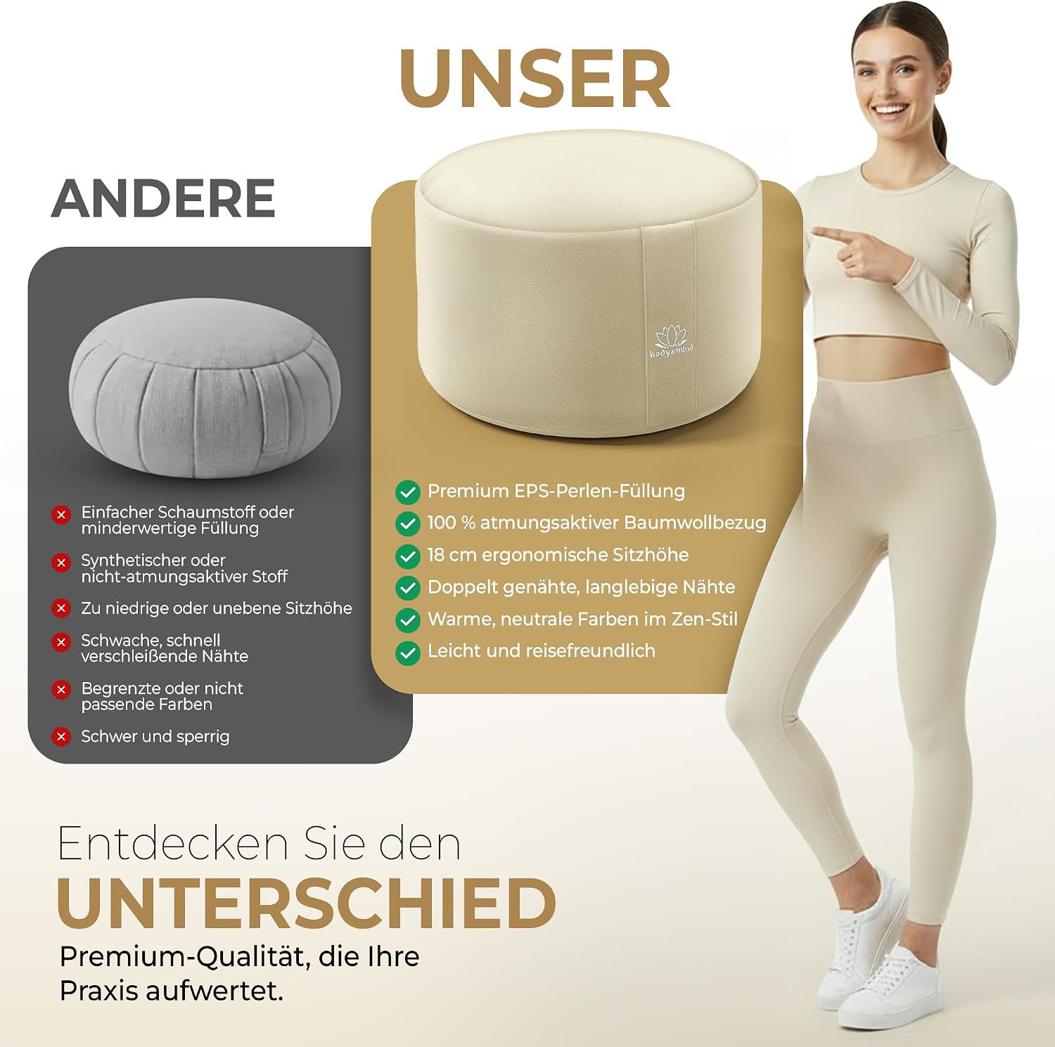 Yoga Meditationskissen - Ergonomisches Bodenkissen zur Entspannung