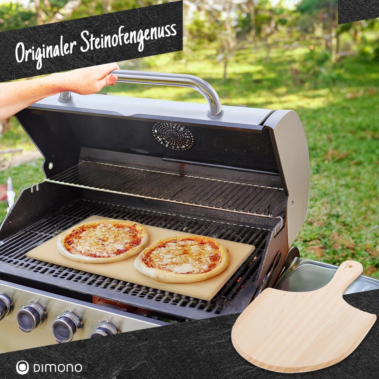 Pizzastein Set 38x30 cm aus Cordierit inkl. Pizzaschieber