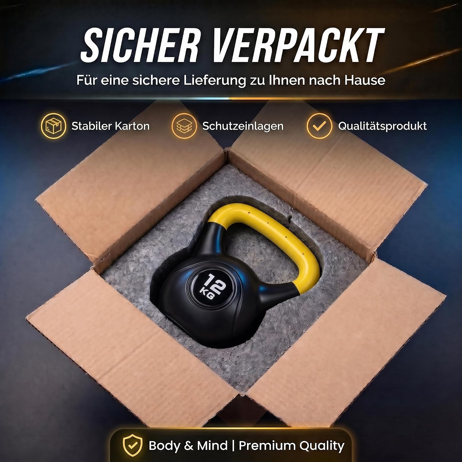 Kettlebell Kugelhantel Deluxe 2-20 kg – Bodenschonendes Krafttraining