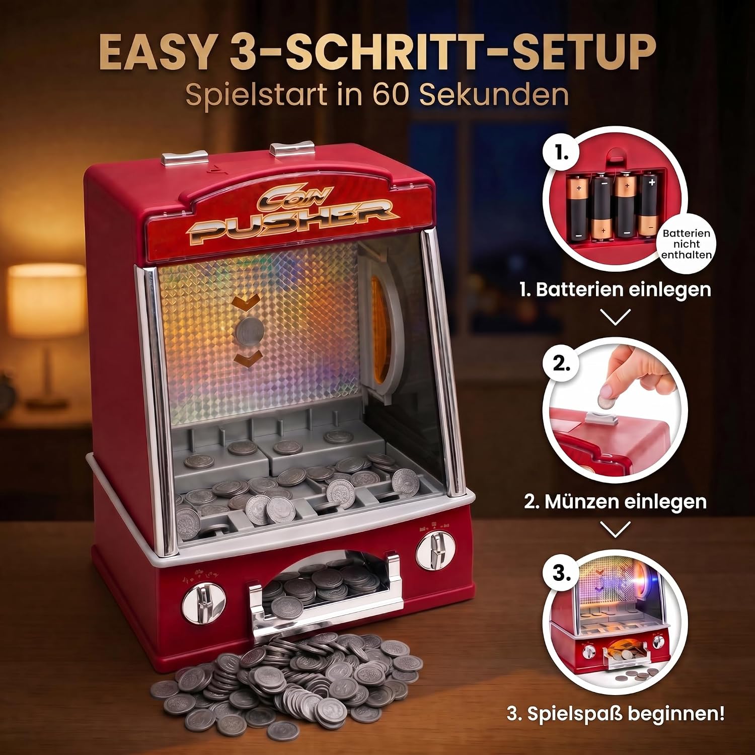 Mini Münzschieber - Elektrischer Coin Pusher Spielautomat