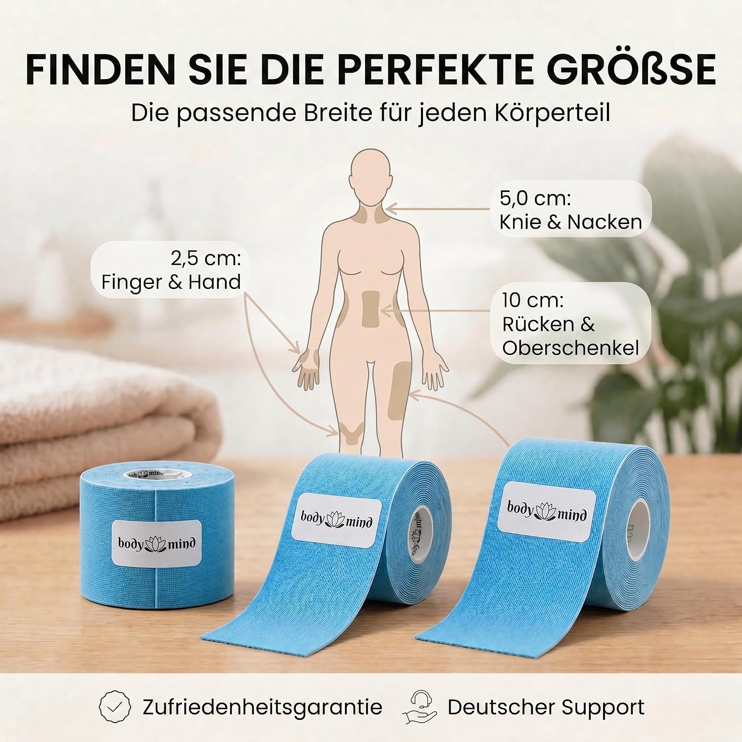 Kinesiologie Tape 10cm x 5m – Extra breites Sporttape Physio