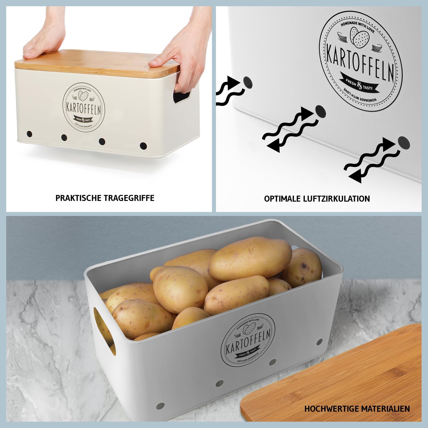 Vorratsdosen 3er Set – Robuste Metall-Aufbewahrungsboxen für Gemüse