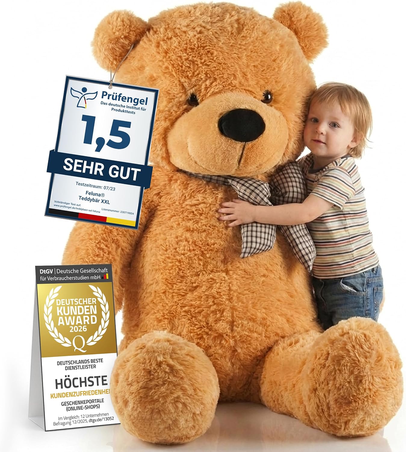 Riesen Teddybär 120 cm XXL – Kuscheliger Plüschbär Hellbraun