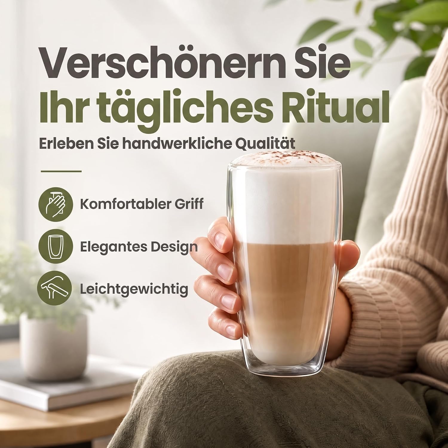 Dimono Thermo-Longdrinkglas 450ml - Doppelwandiges Isolierglas