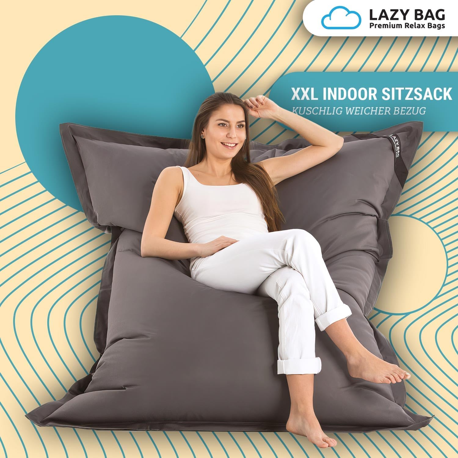 LazyBag XXL Sitzsack - Wasserfestes Outdoor Sitzkissen 180x140 cm