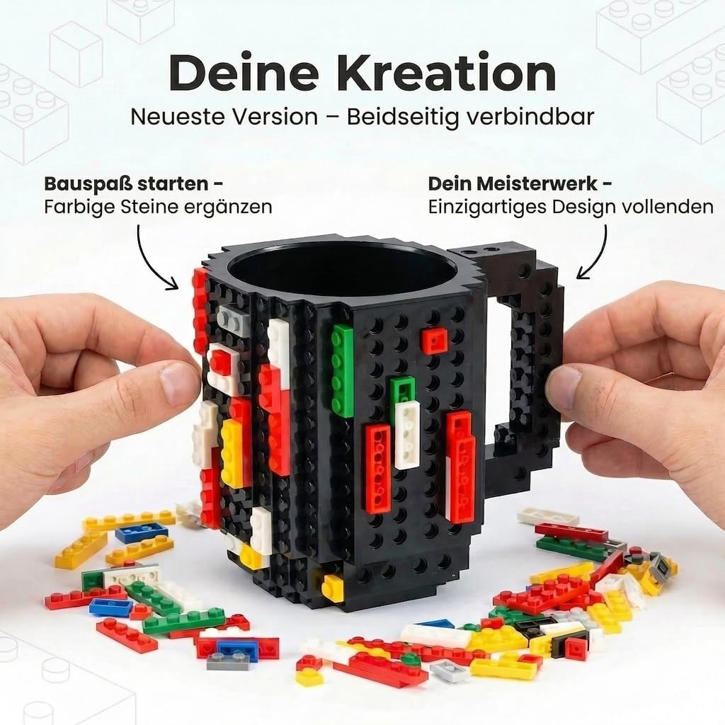 Brick Mug - Bausteine-Kaffeetasse 350ml - Kompatibler DIY Becher