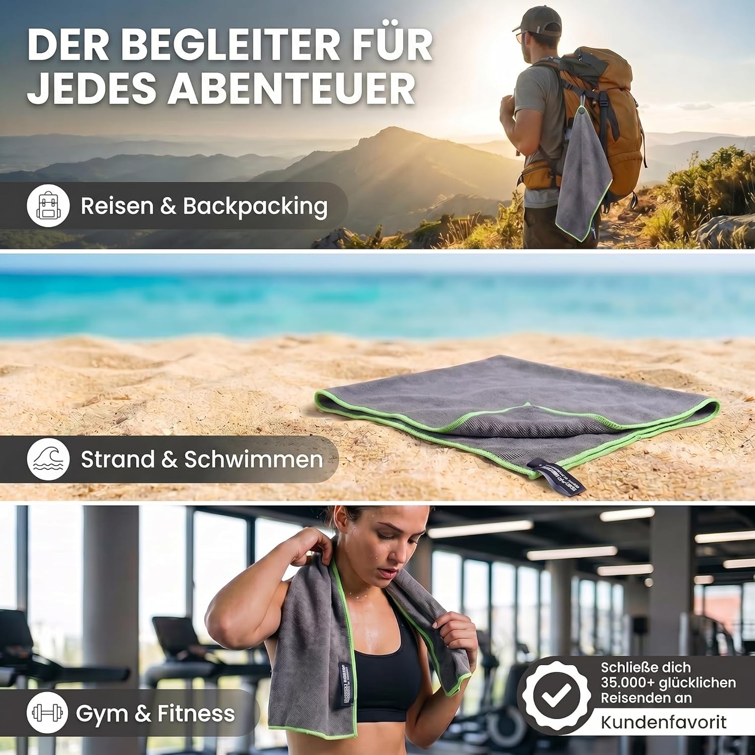Mikrofaser-Reisehandtuch 80x40 cm – Kompakt & Schnelltrocknend