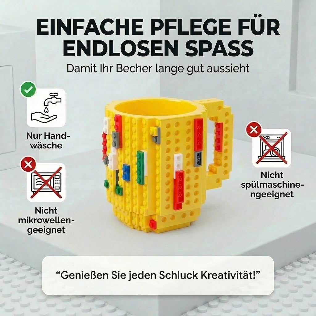 Brick Mug - Bausteine-Kaffeetasse 350ml - Kompatibler DIY Becher