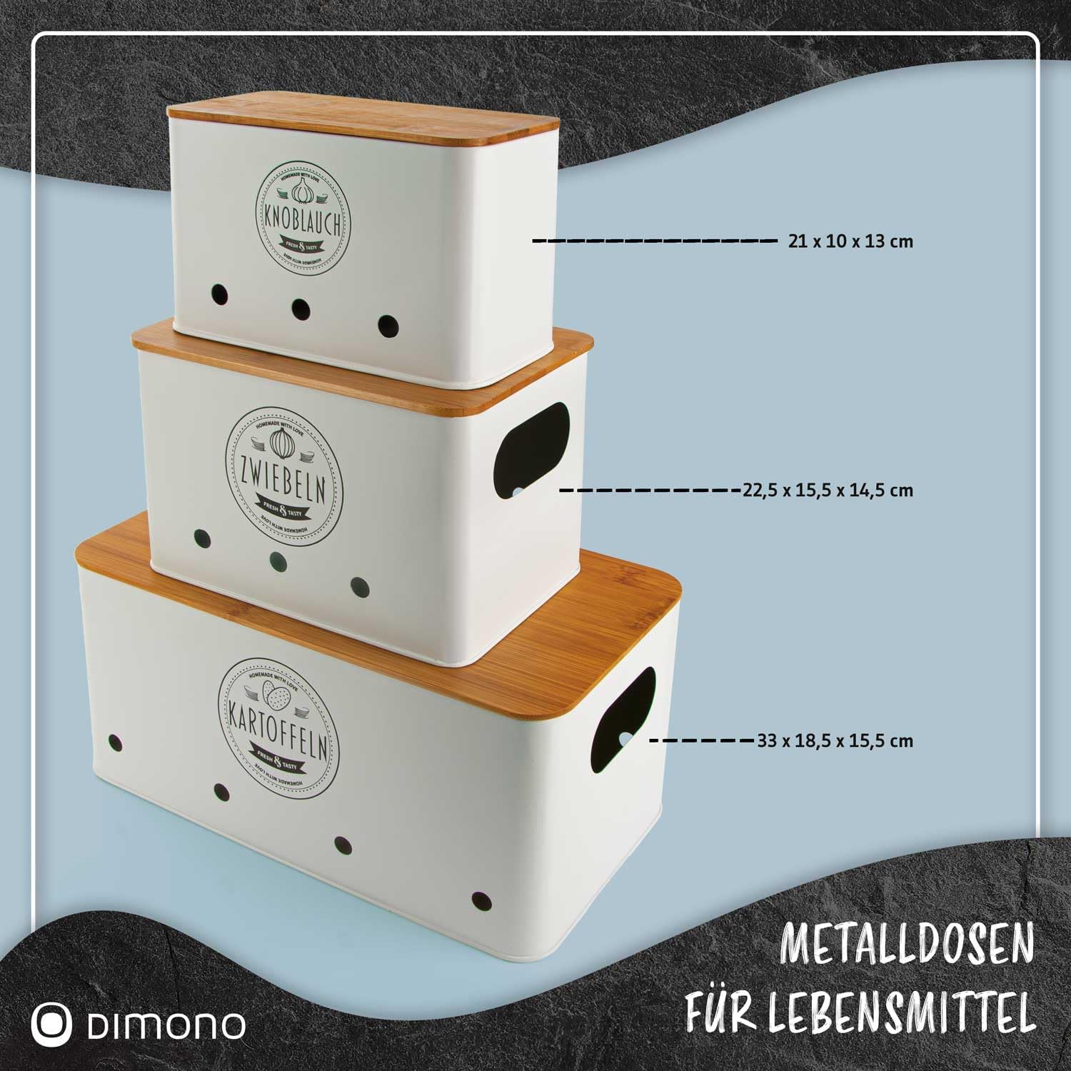 Vorratsdosen 3er Set – Robuste Metall-Aufbewahrungsboxen für Gemüse