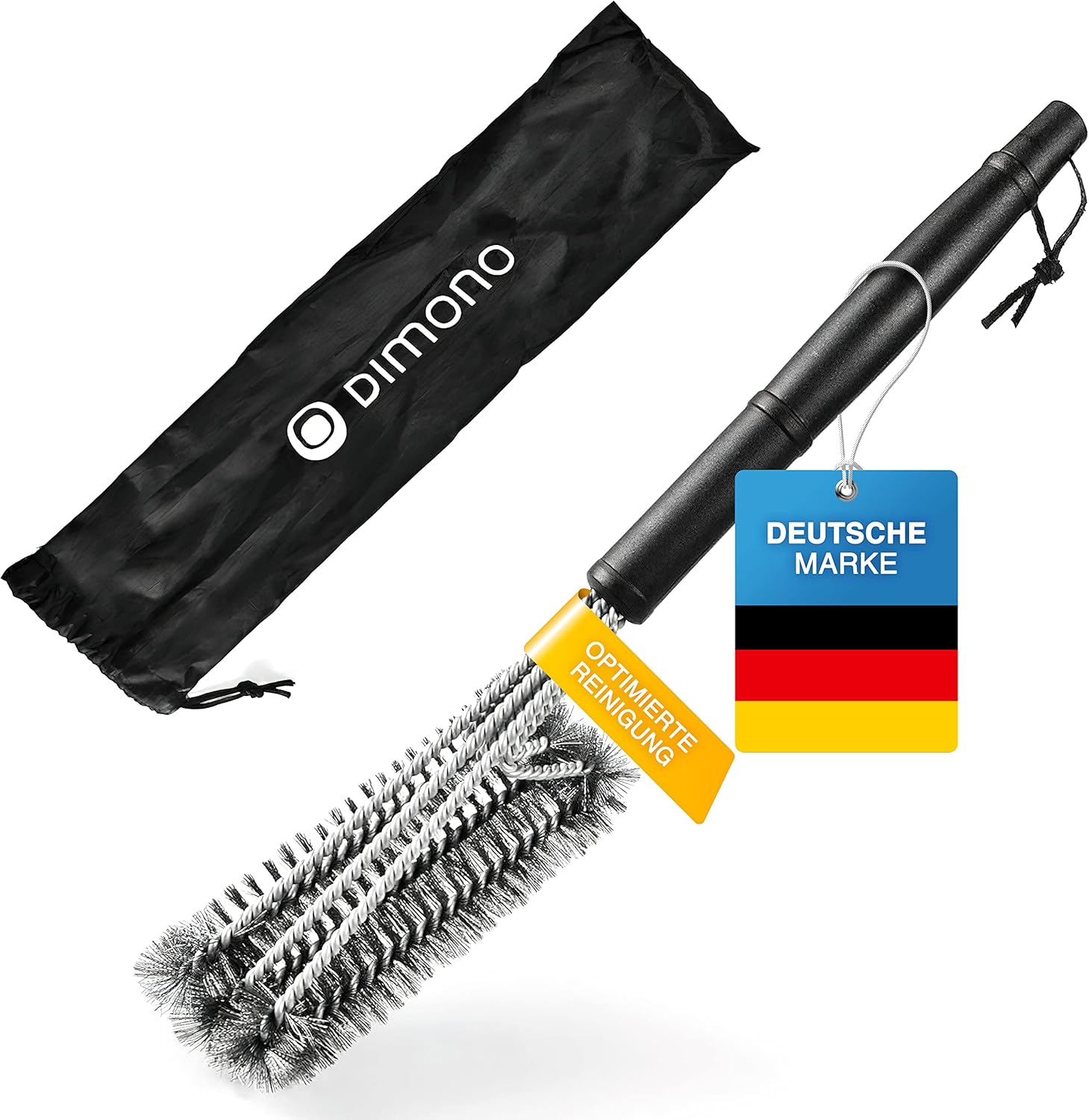3in1 Edelstahl Grillbürste – 45 cm Reiniger mit Schaber