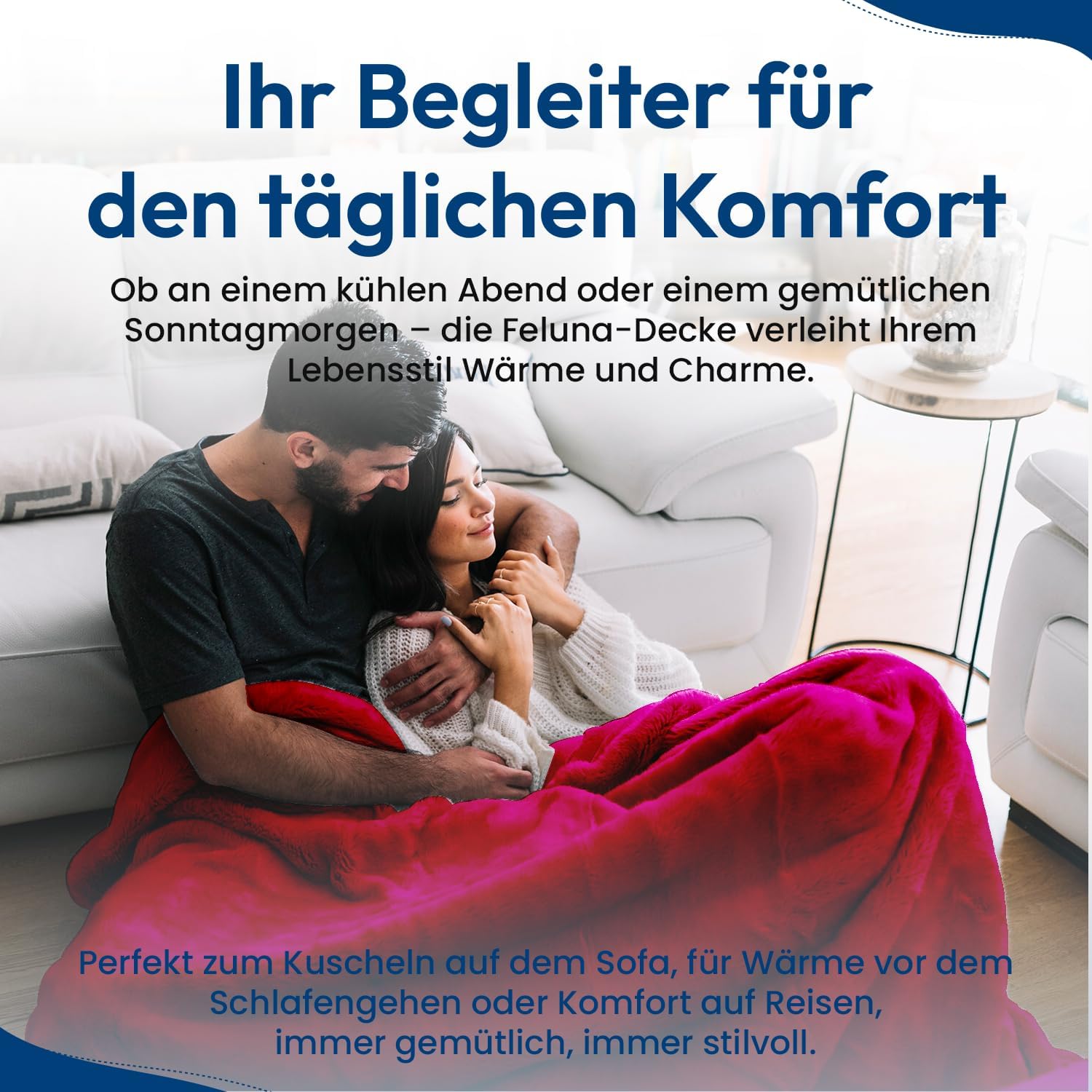 Feluna XXL Kuscheldecke 220x200 cm – Kuschelweiche Wohndecke Grau