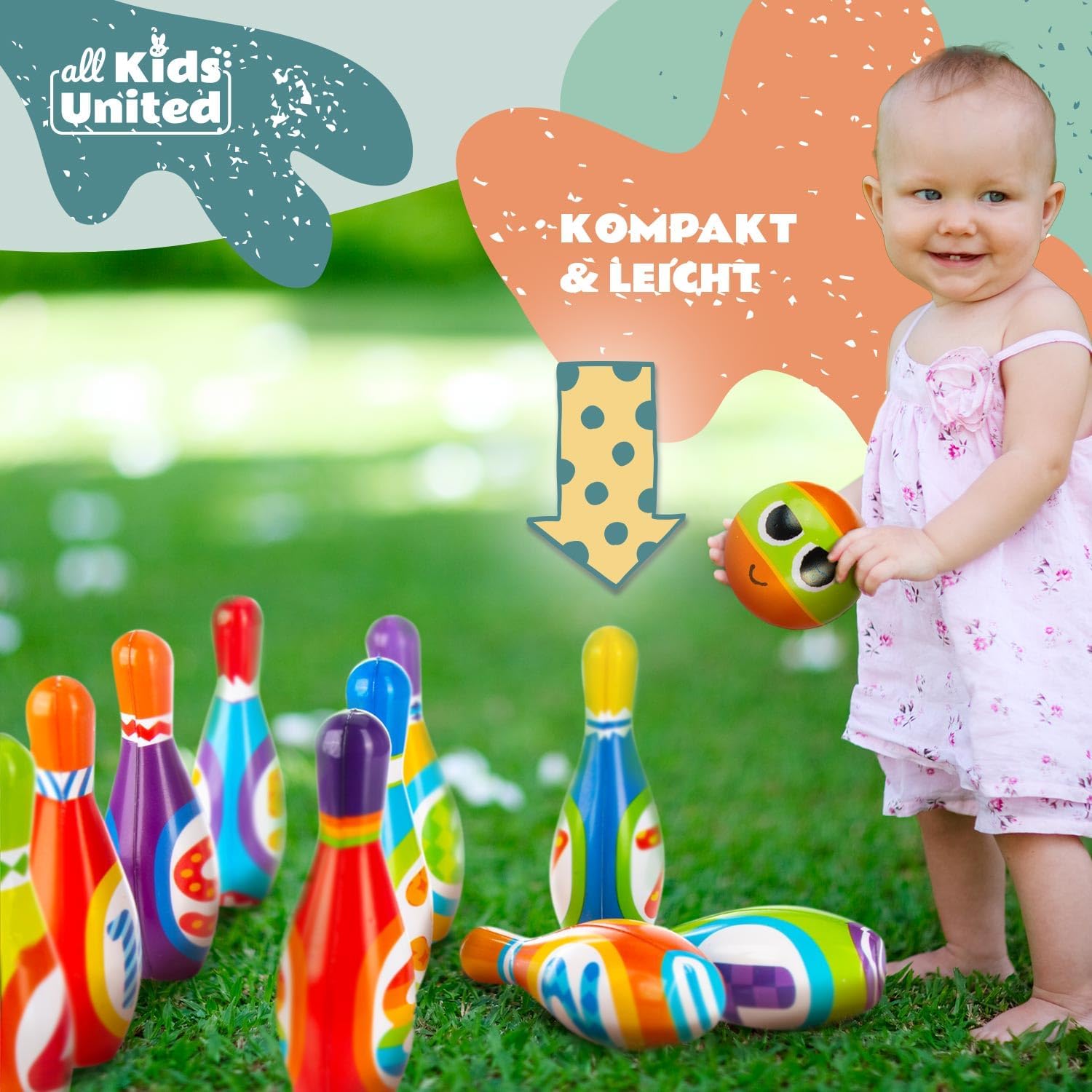XXL Bowling Set für Kinder - 10 Weiche Kegel & 2 Bälle - Spielzeug
