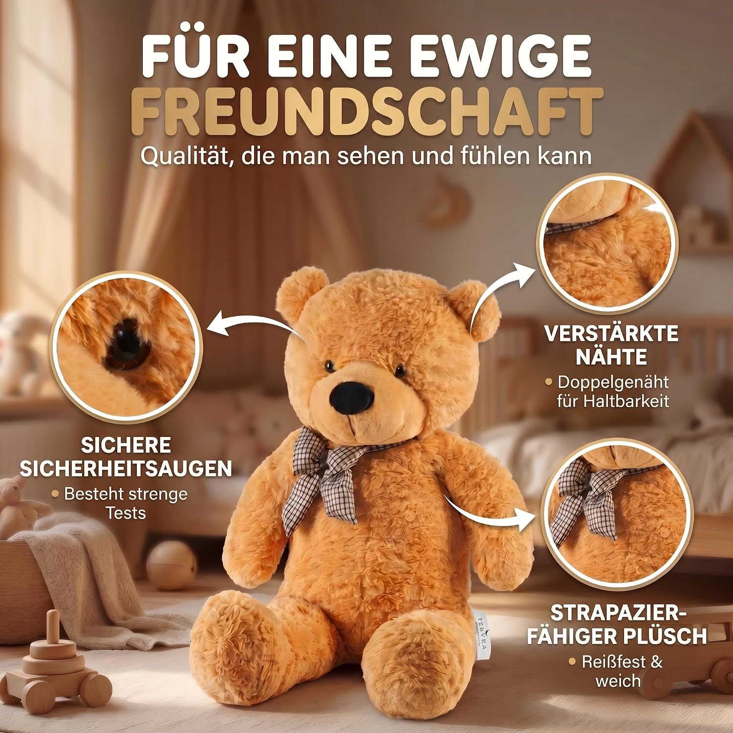 Riesen Teddybär 120 cm XXL – Kuscheliger Plüschbär Hellbraun