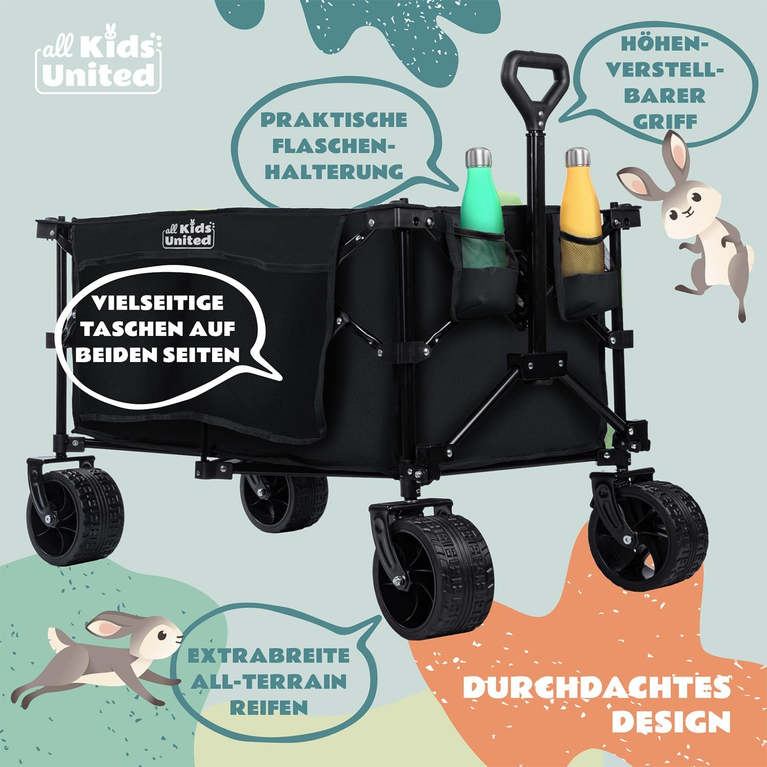 Faltbarer Bollerwagen - Strand-Buggy mit XXL Rädern & Bremse
