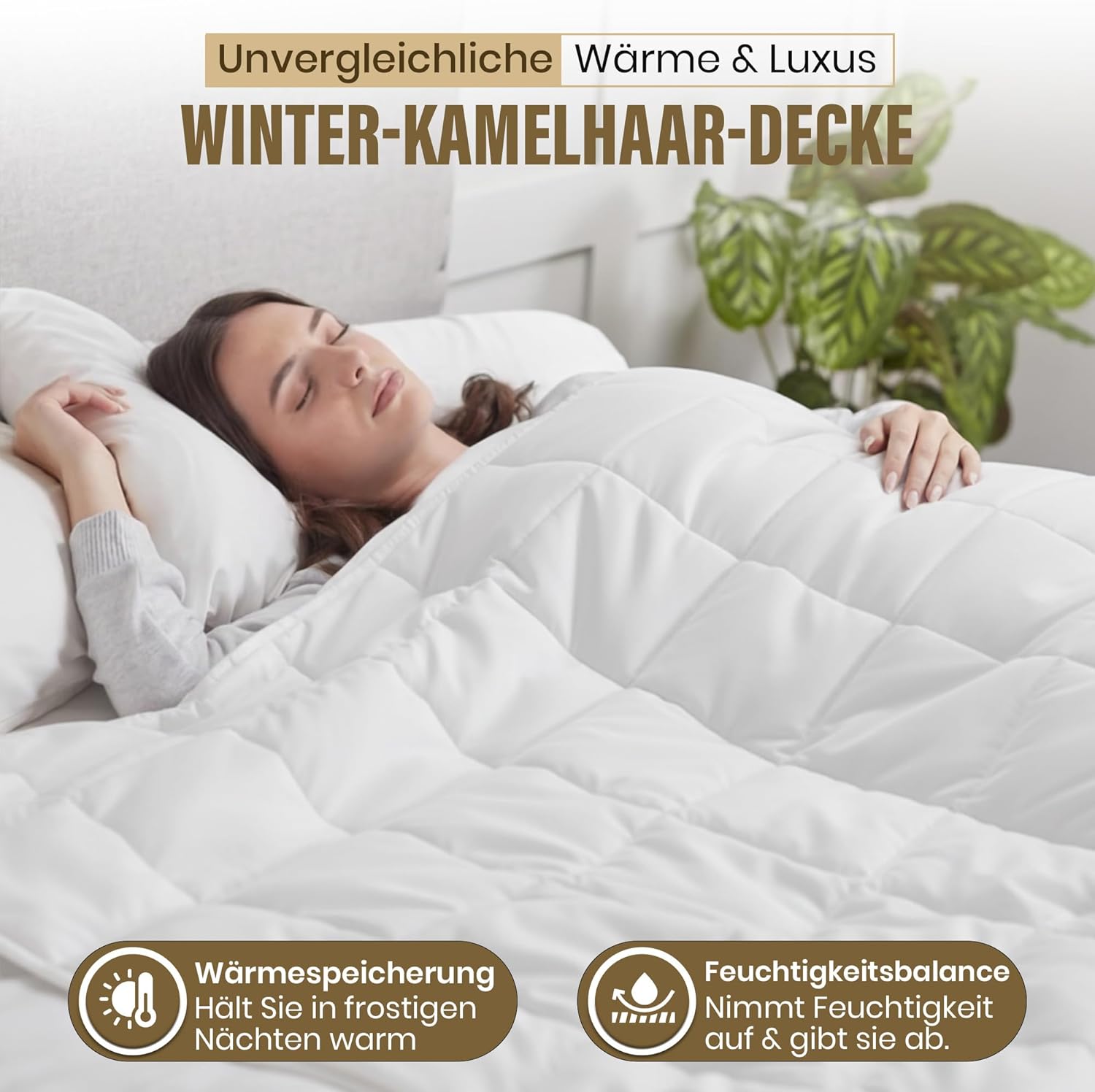 Hochwertige Kamelhaar-Ganzjahresdecke – Temperaturregulierend & weich