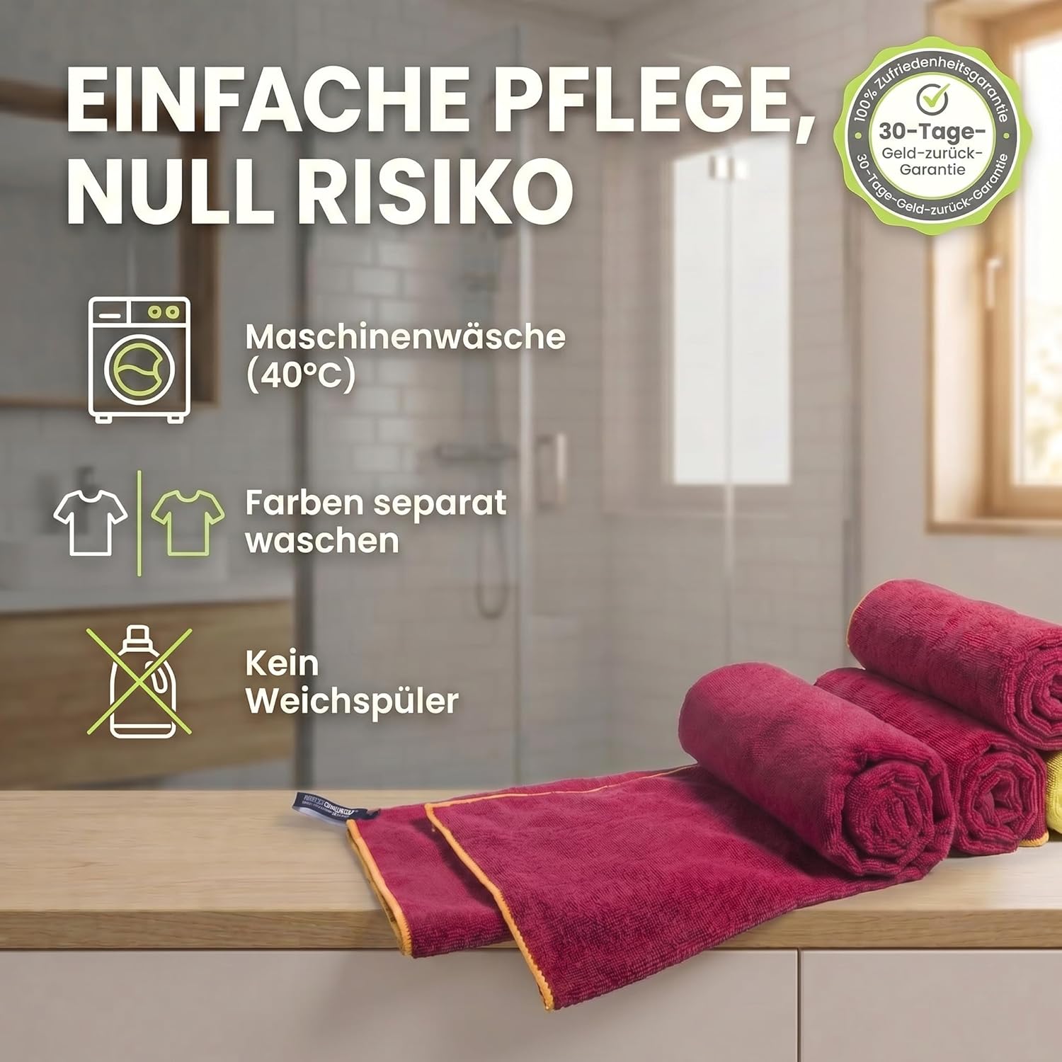 Mikrofaser-Reisehandtuch – Schnelltrocknend & Kompakt – 60x30 cm – Rot