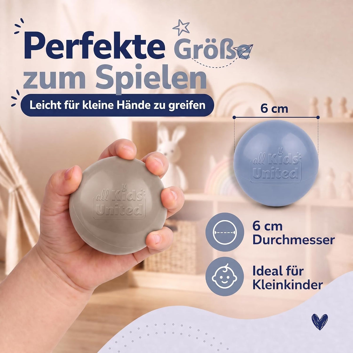 Bällebad-Bälle Grau/Weiß/Blau #Farbe_Grau/Weiß/Blau