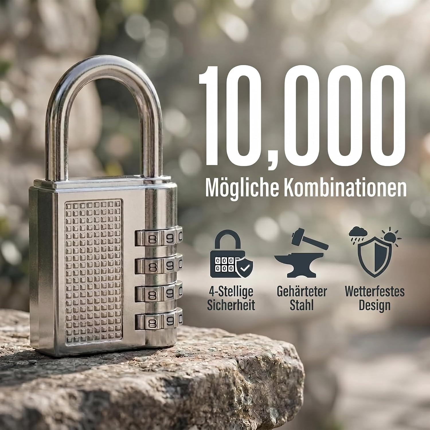 Zahlenschloss Vorhängeschloss mit 4-stelligem Code - Robust & Sicher