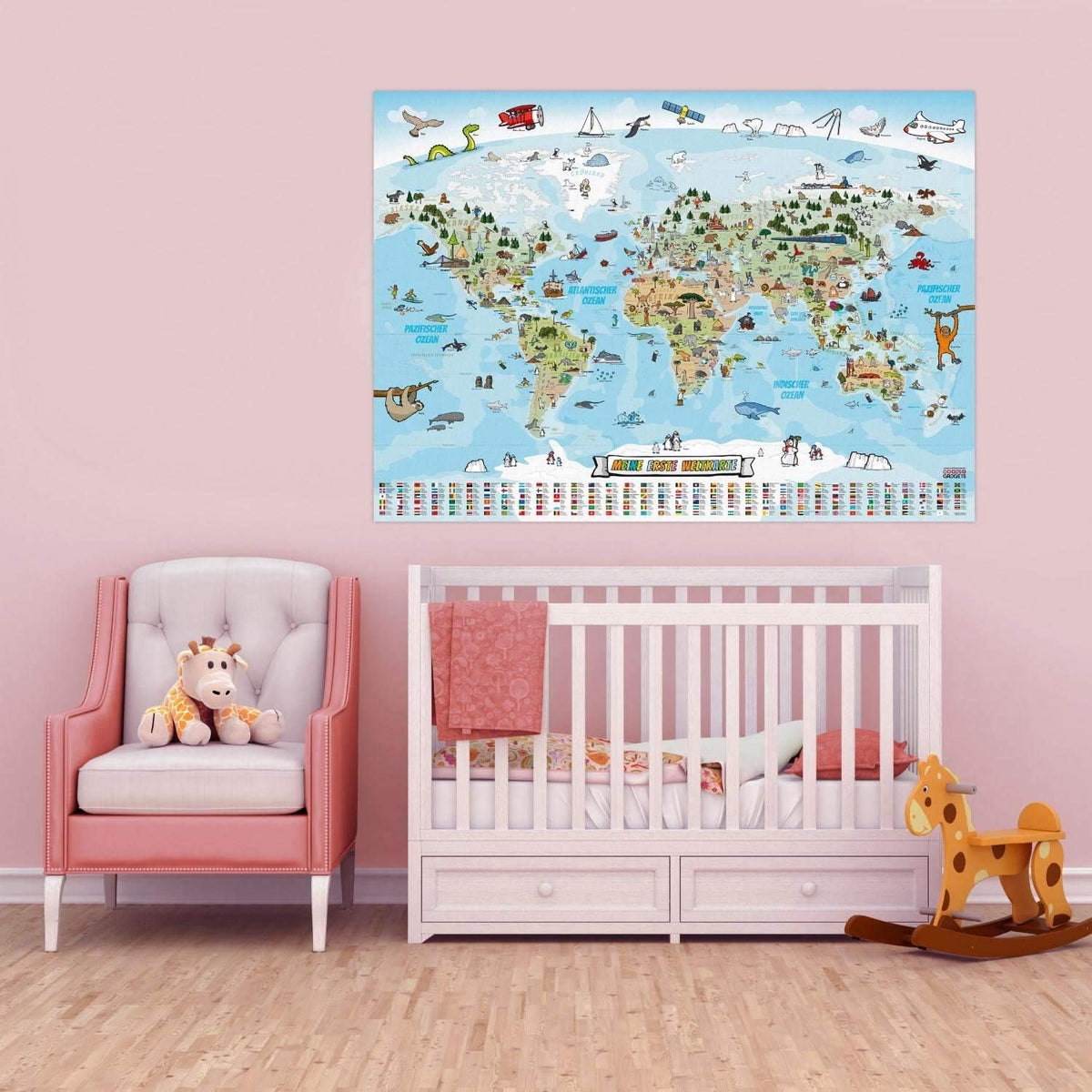 Kinder Weltkarte XXL - 140x100cm Lernposter für Kinder