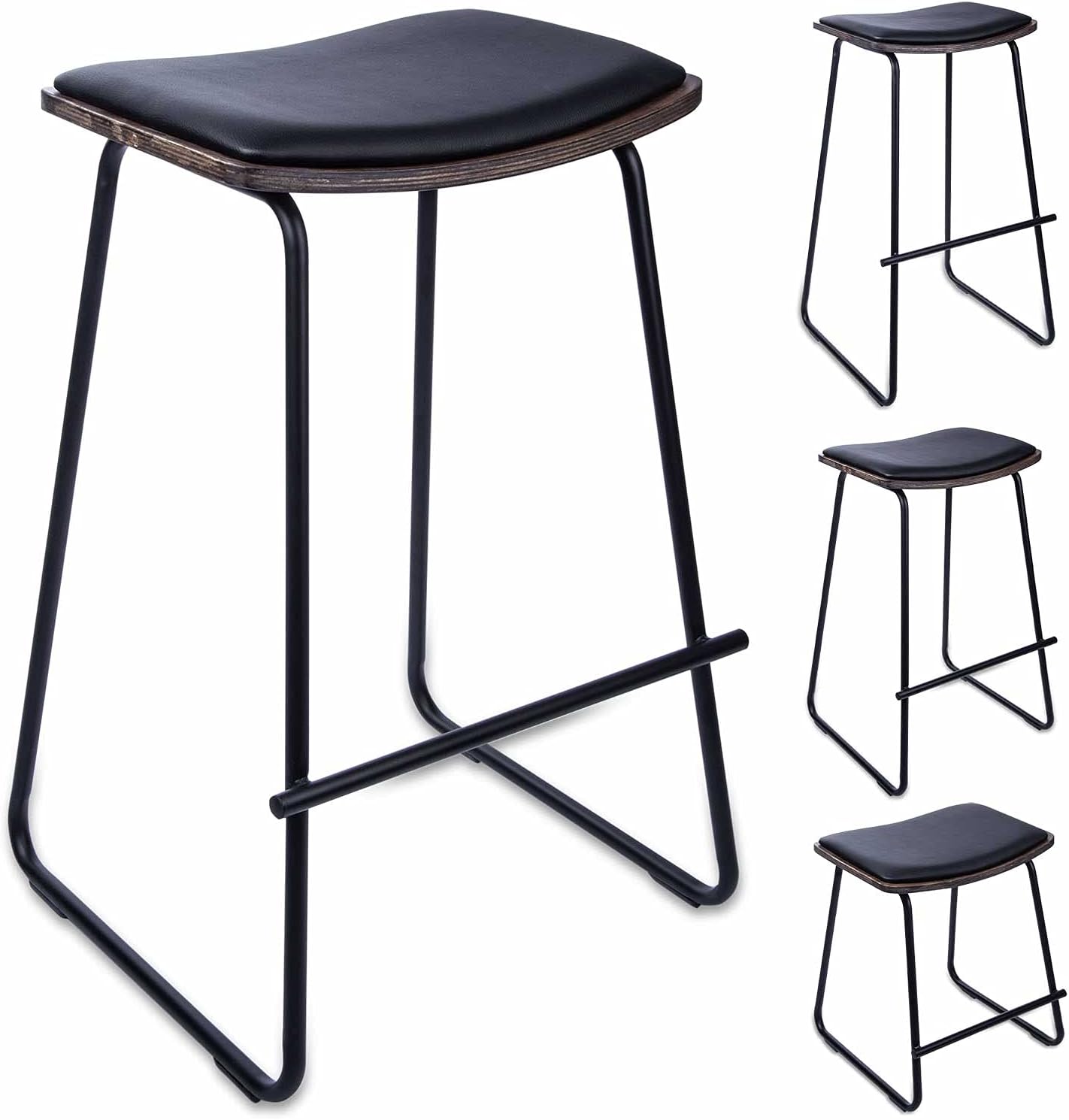 #LAZE Barhocker Metall & Kunstleder – Moderner Barstuhl 77 cm