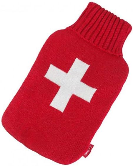 Snoozy 2L Wärmflasche mit Schweizer Kreuz Bezug - Kuschelig & Warm