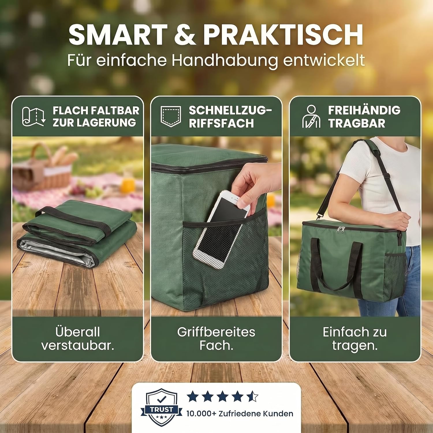 XXL Kühltasche 45L - Isolierte Thermotasche für Picknick & Camping