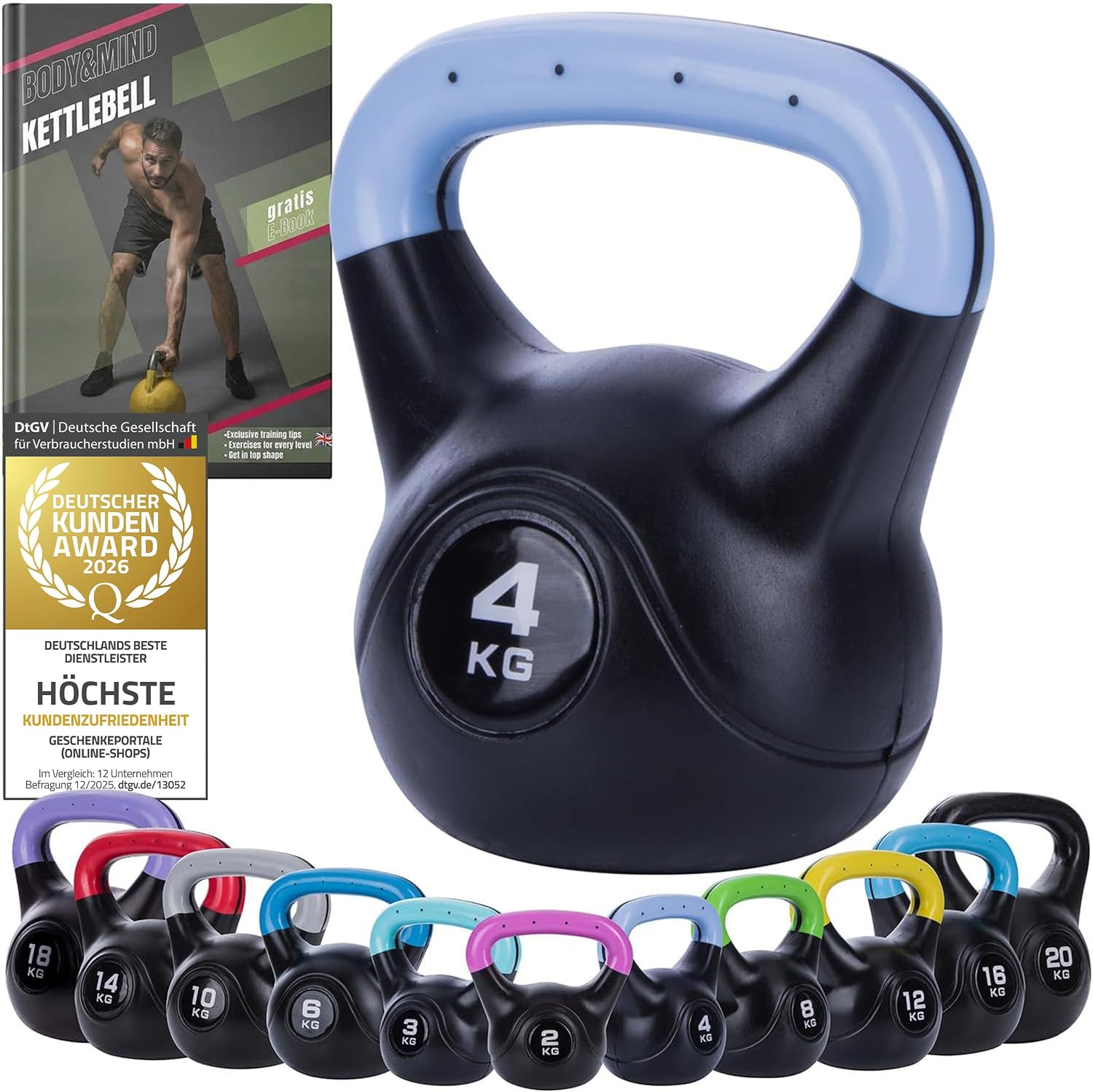 Kettlebell Kugelhantel Deluxe 2-20 kg – Bodenschonendes Krafttraining