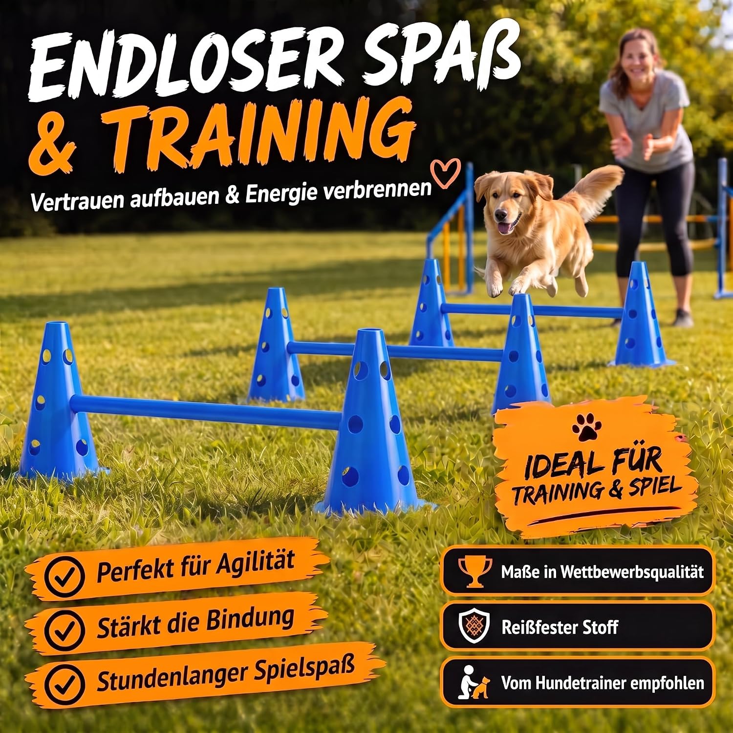 Hunde Agility Tunnel Set 500 cm - Spieltunnel mit Hürden