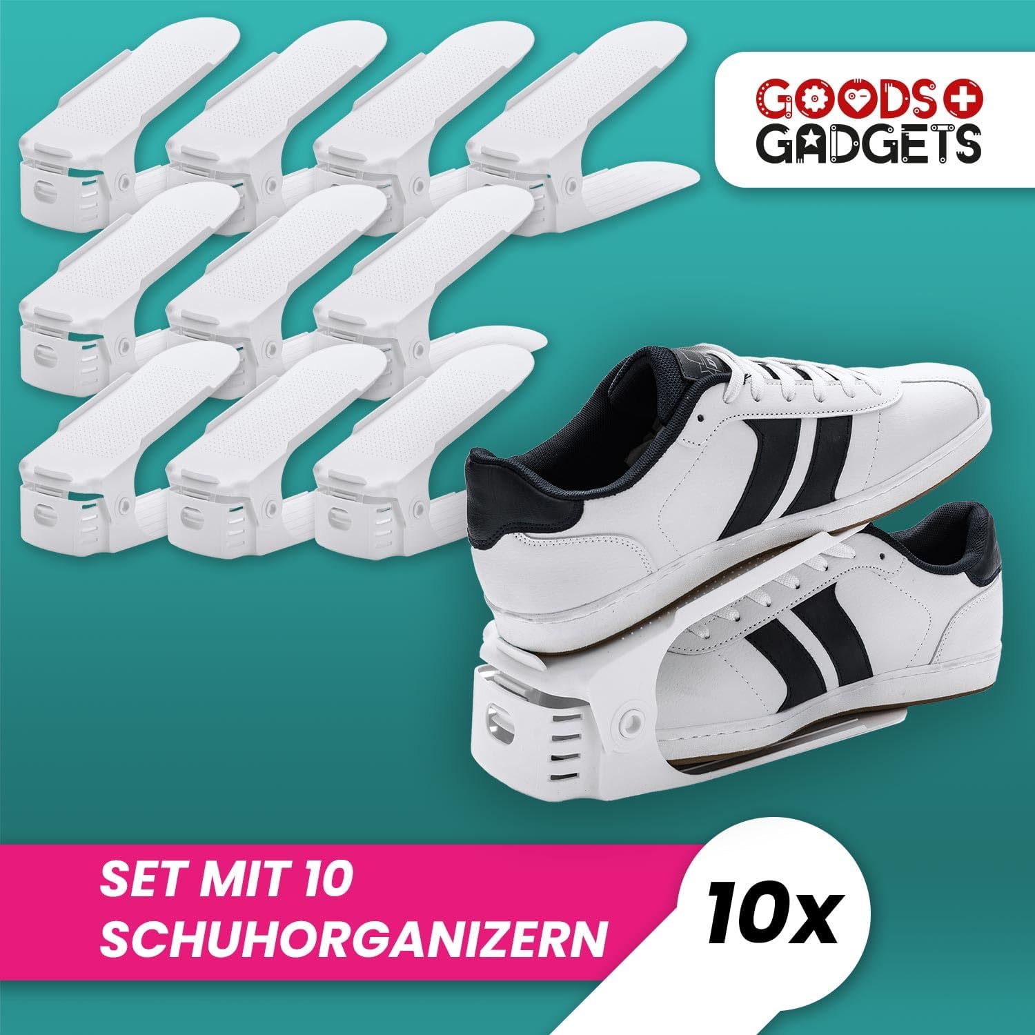 2er Set Schuhstapler - Platzsparende Schuhorganizer für den Schrank