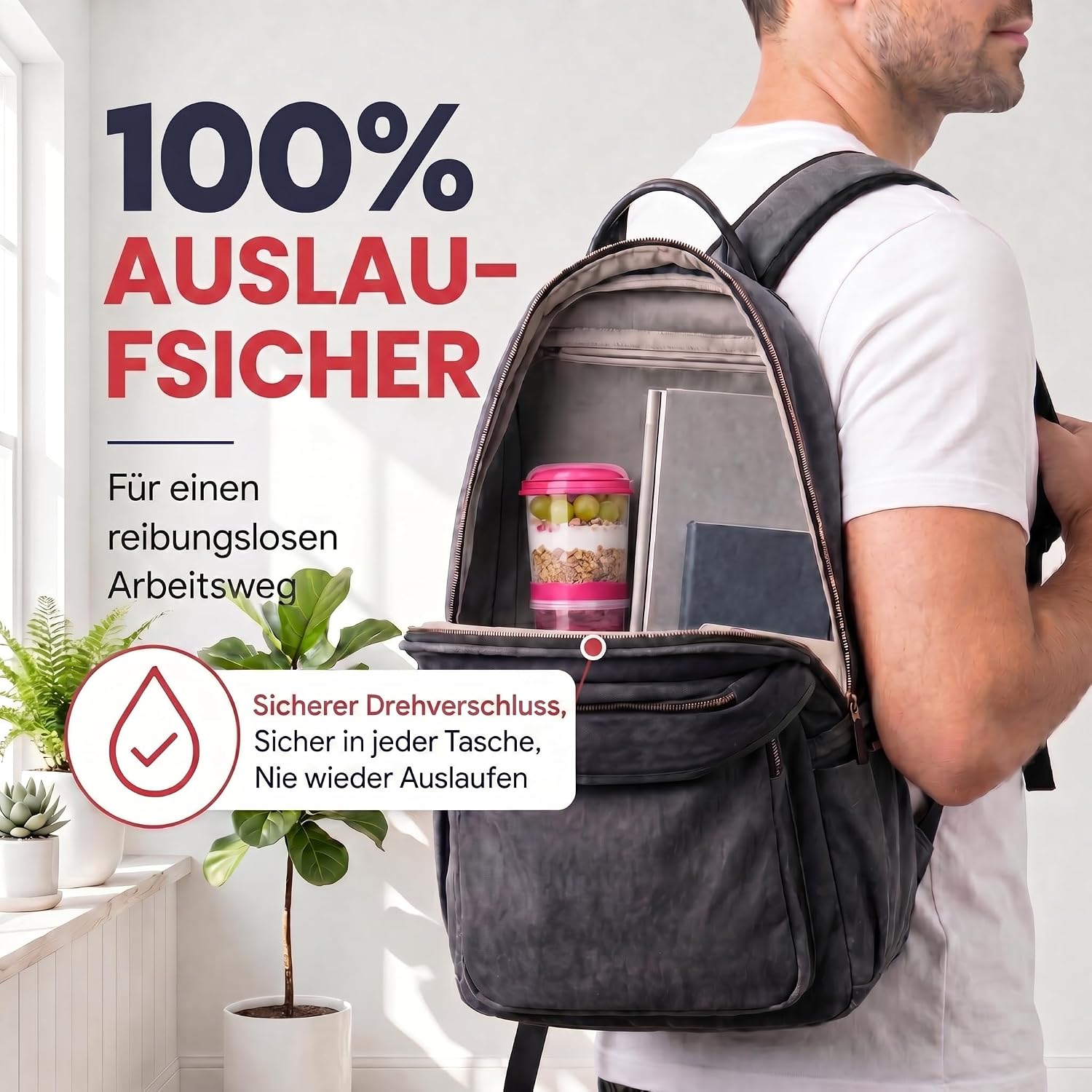 Müsli-to-Go Becher mit Löffel - Dein auslaufsicherer Snack-Begleiter