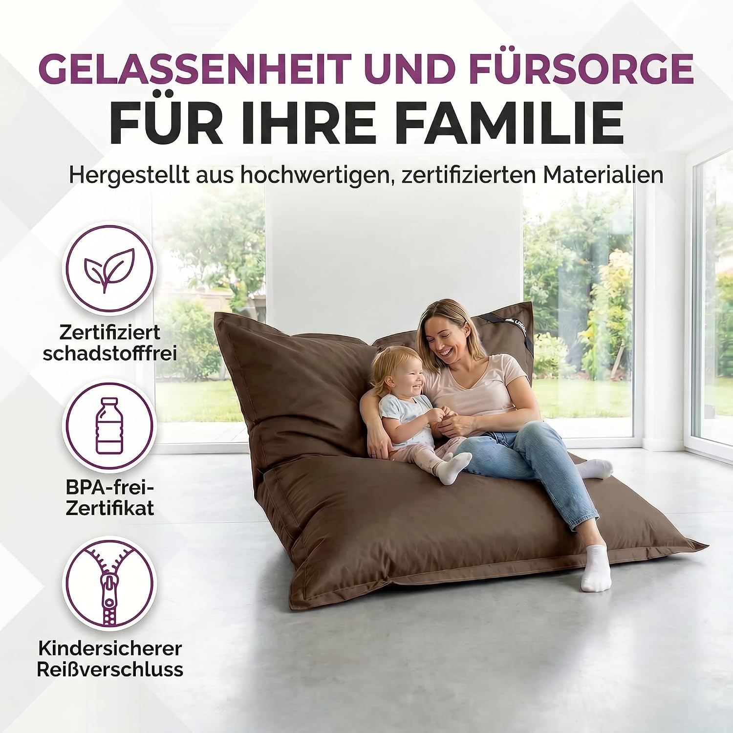 LazyBag Outdoor Sitzsack Junior – Wasserfestes Sitzkissen für Kinder