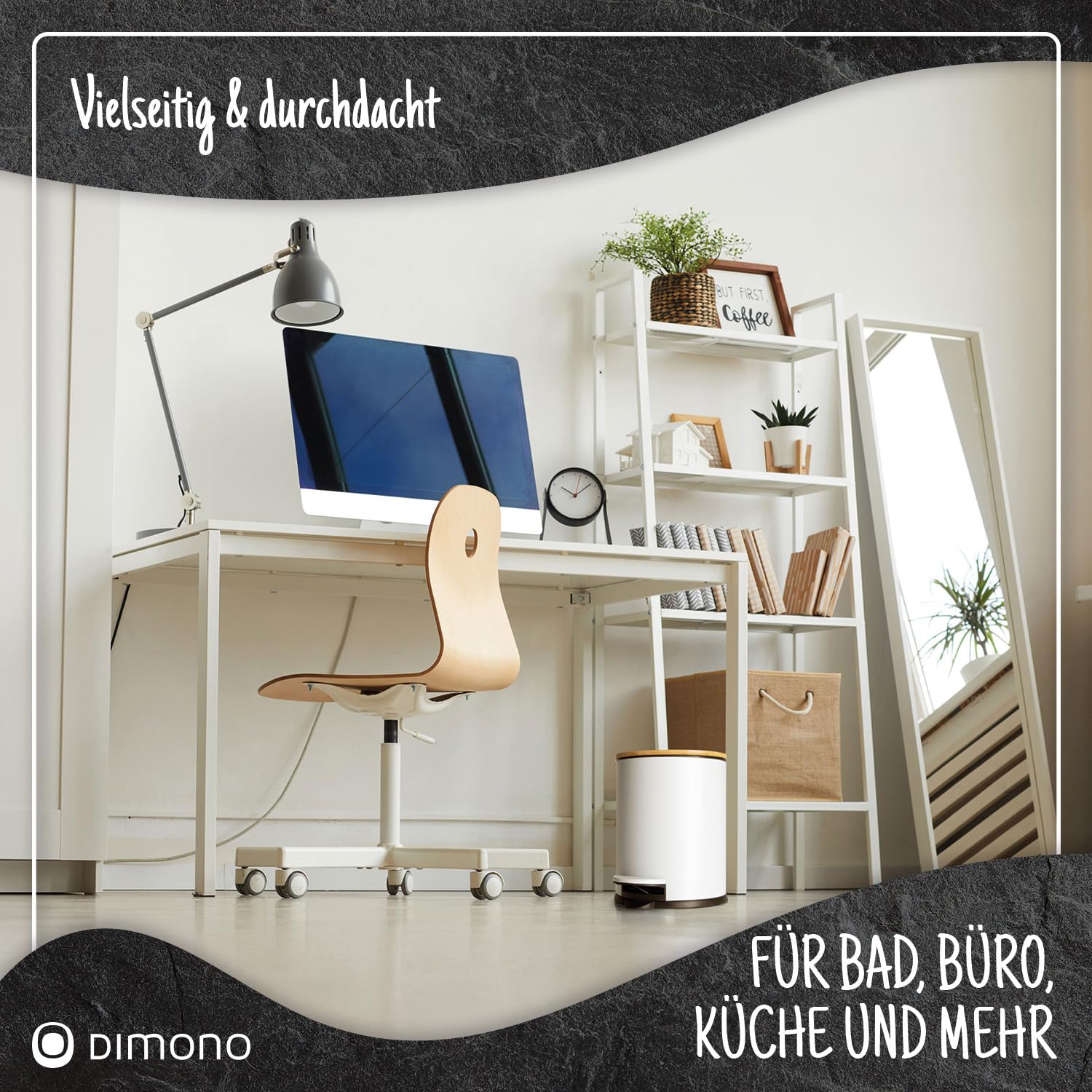 Kosmetikeimer Bambus Weiß - 3L/5L Treteimer mit Soft-Close