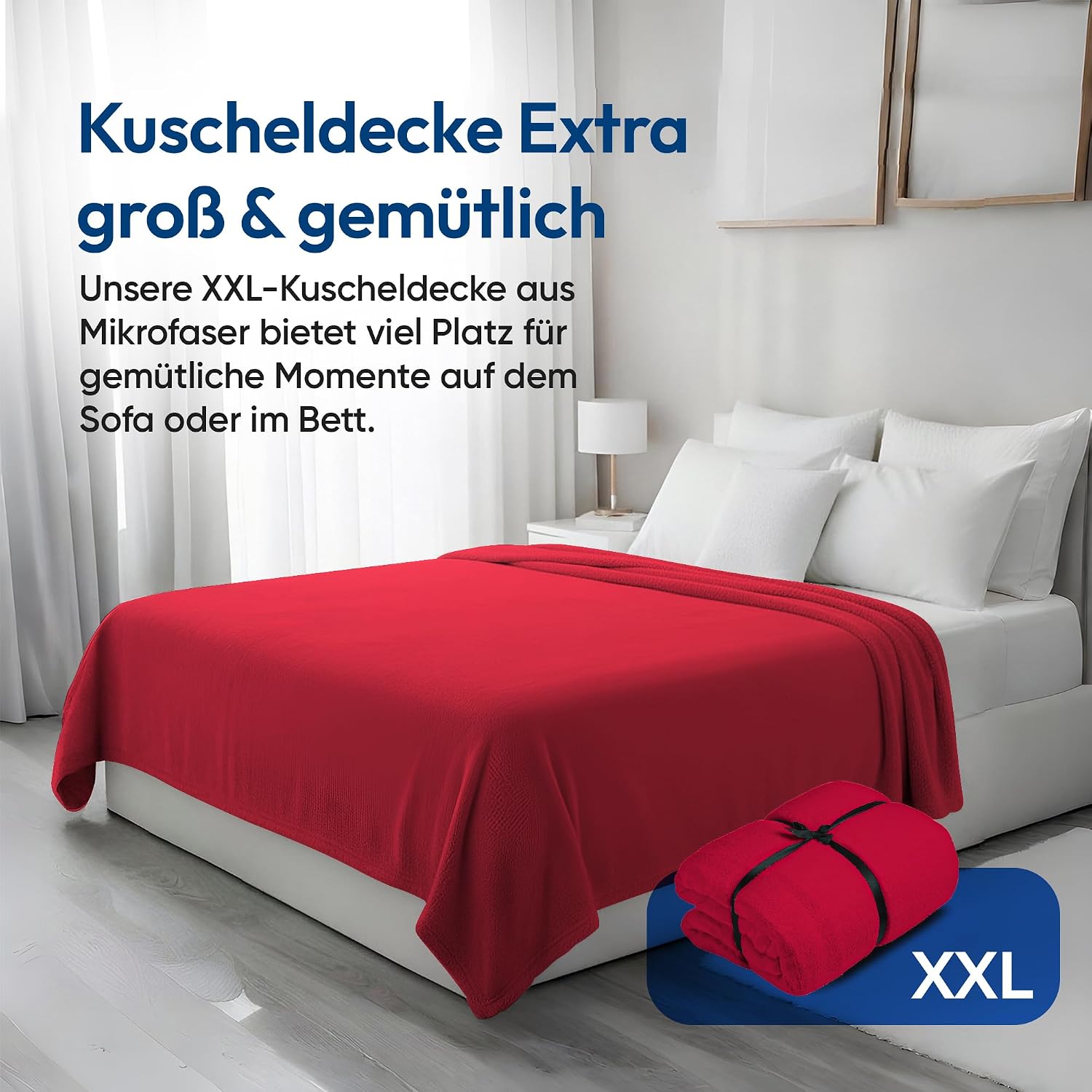 Feluna XXL Kuscheldecke 220x200 cm – Kuschelweiche Wohndecke Grau