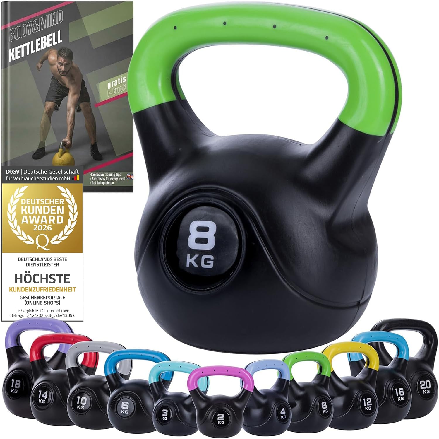 Kettlebell Kugelhantel Deluxe 2-20 kg – Bodenschonendes Krafttraining